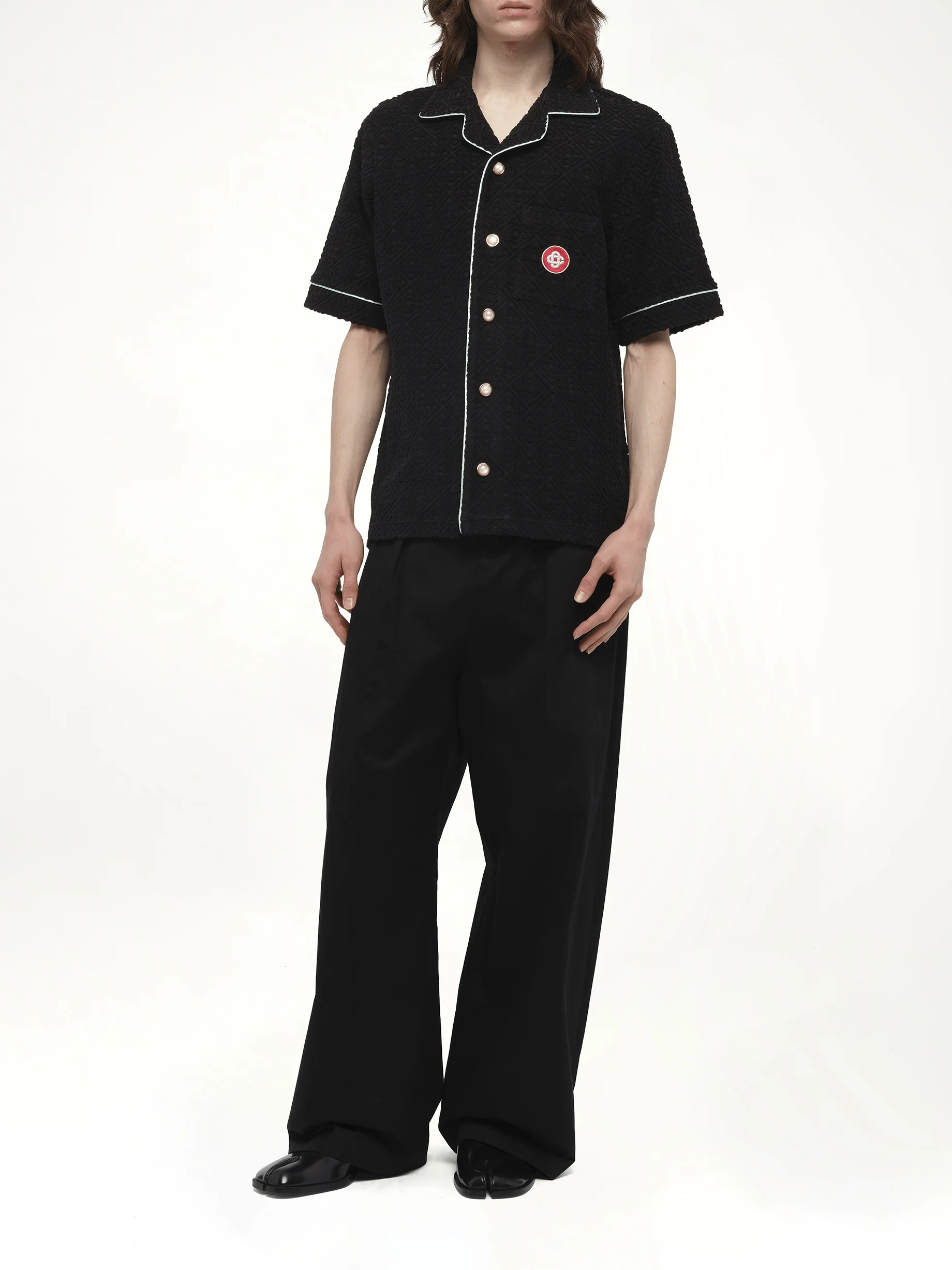 Towelling Monogram Shirt in Black - Image 4