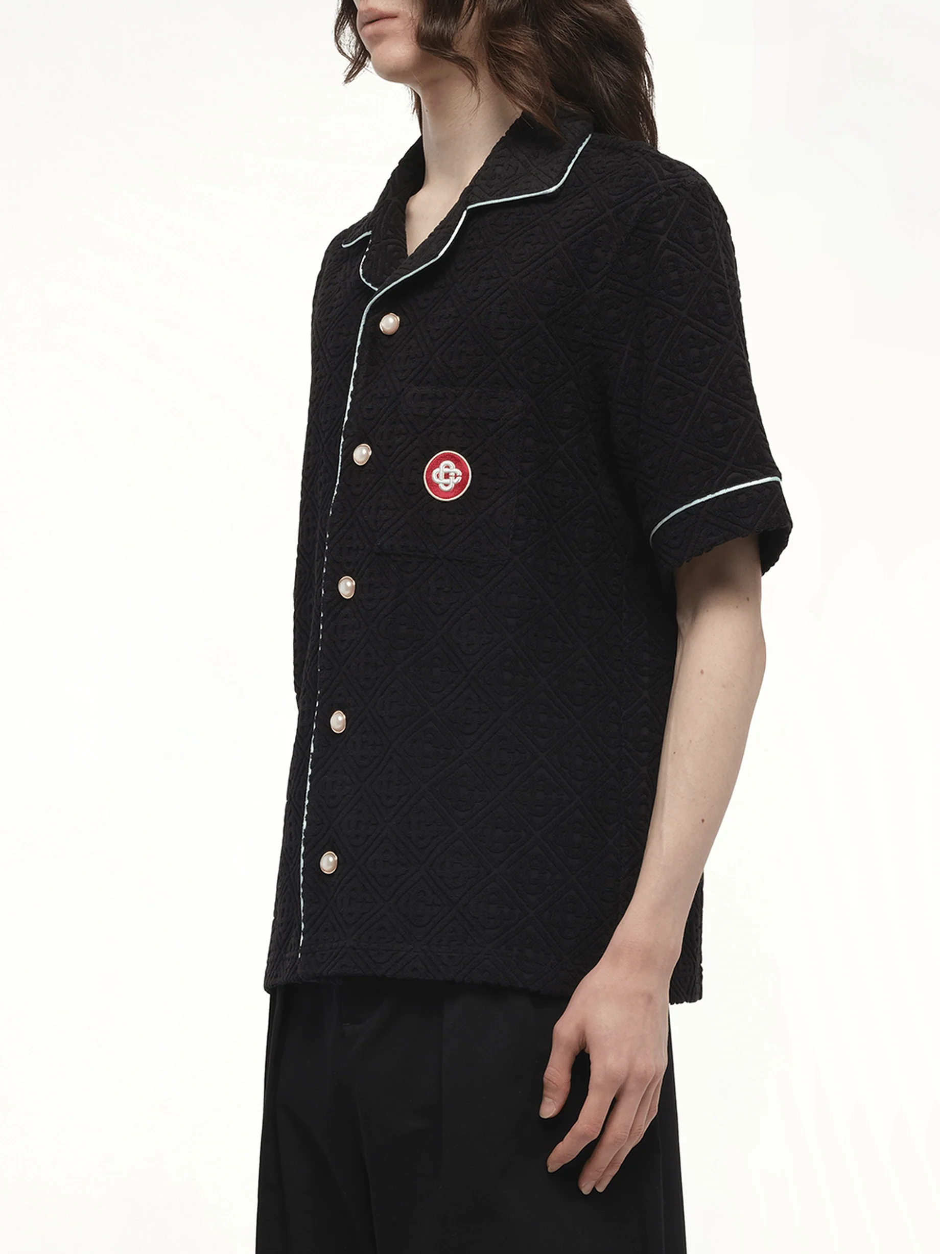 Towelling Monogram Shirt in Black - Image 5