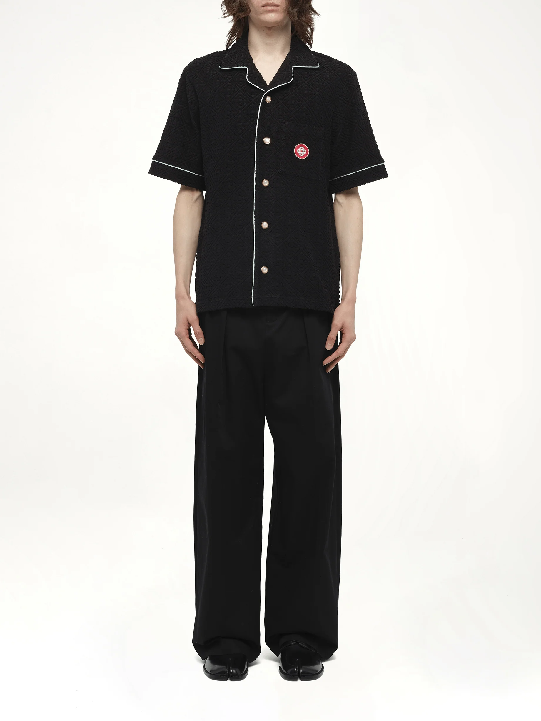 Towelling Monogram Shirt in Black - Image 7