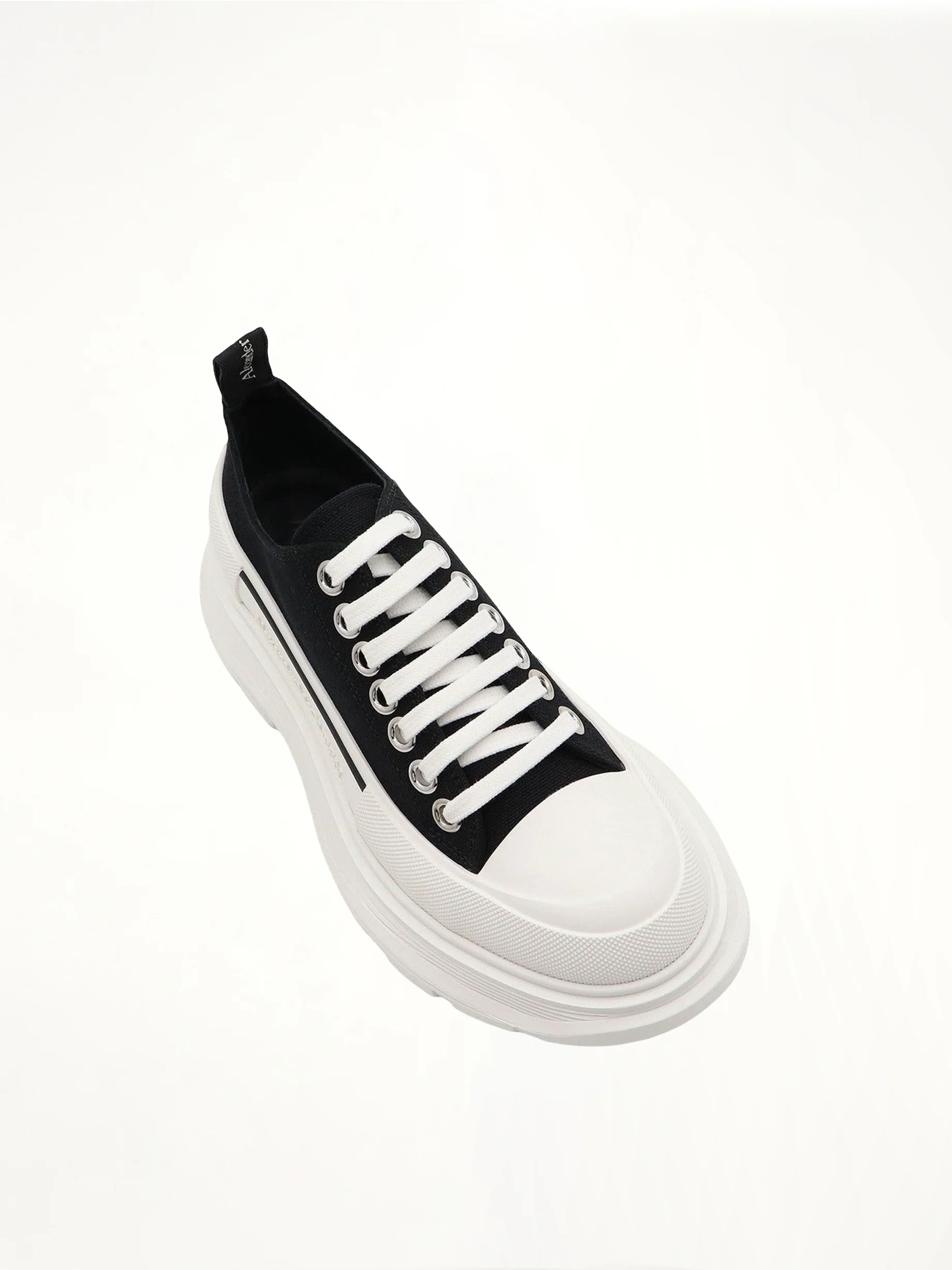 Tread Slick Canvas Lace-Up Shoes in Black/White - Image 4