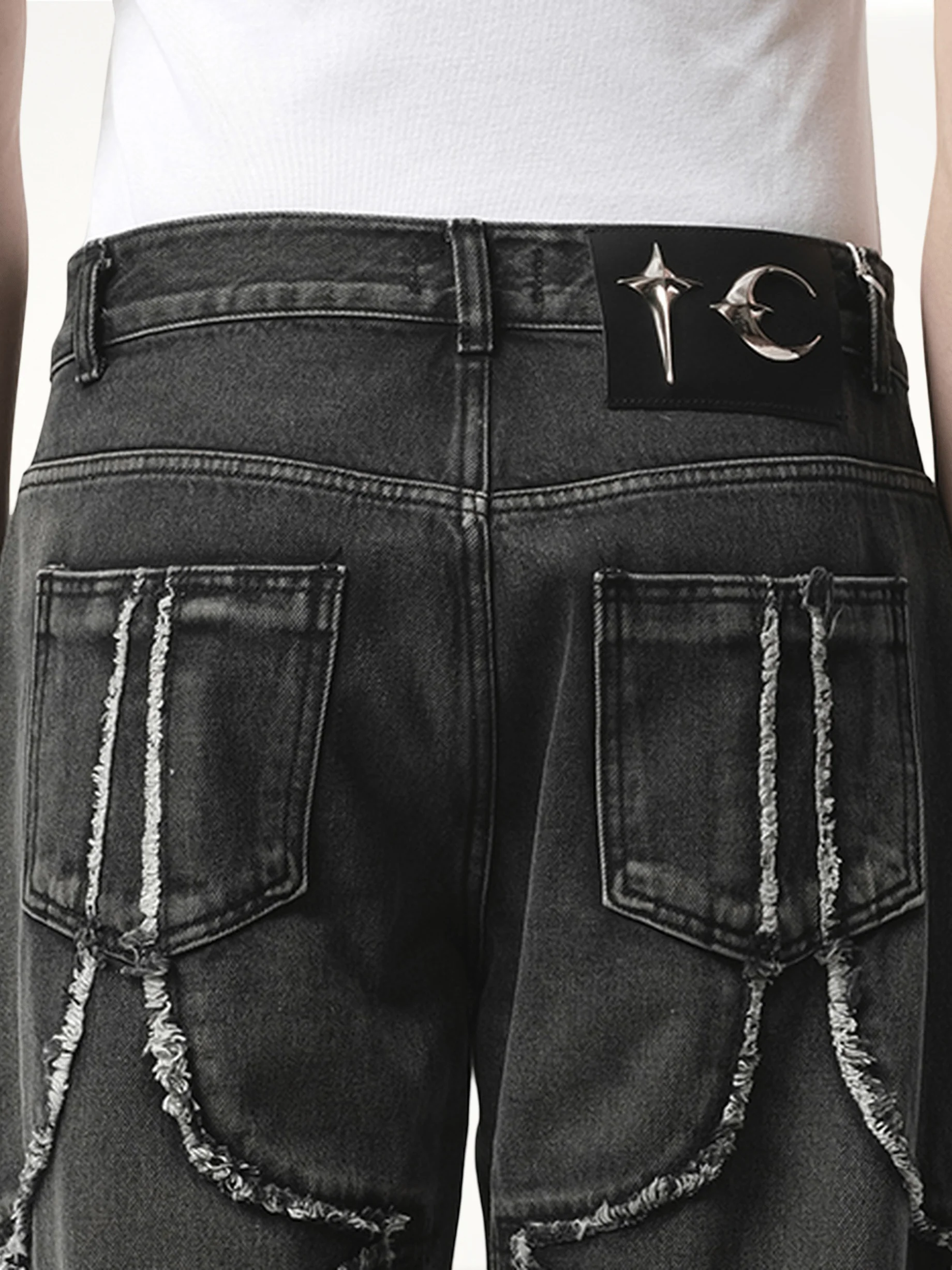 Tribal Denim Pants in Black - Image 3