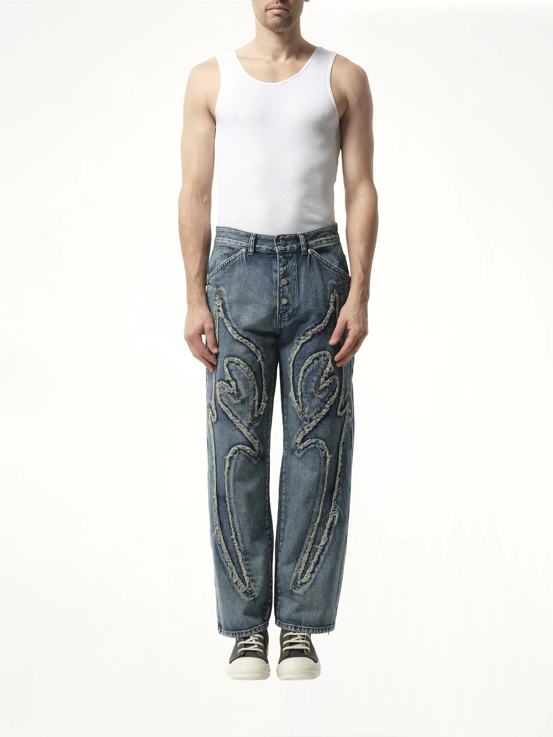 Tribal Denim Pants in Blue - Image 4