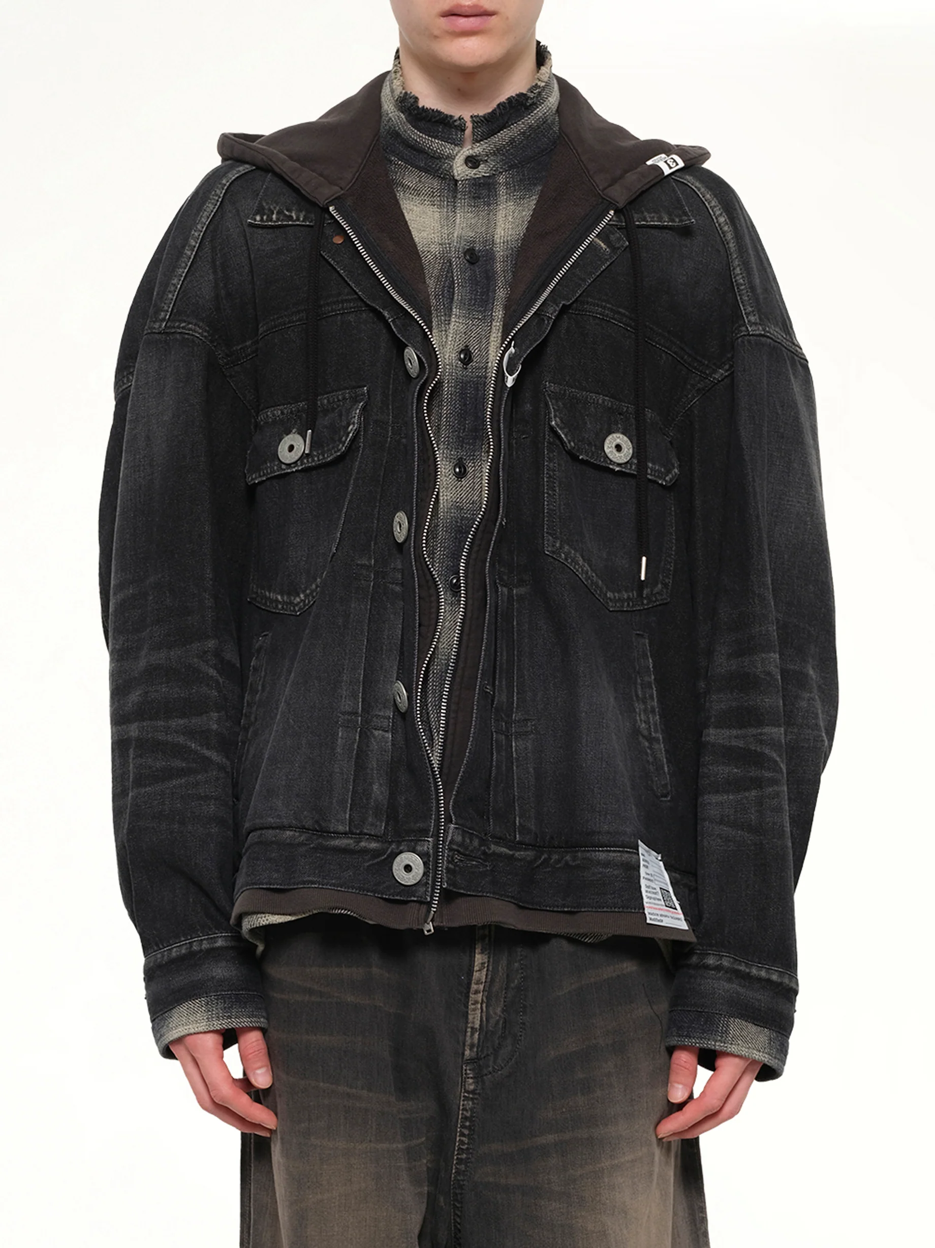 Triple Layered Denim Jacket in Black
