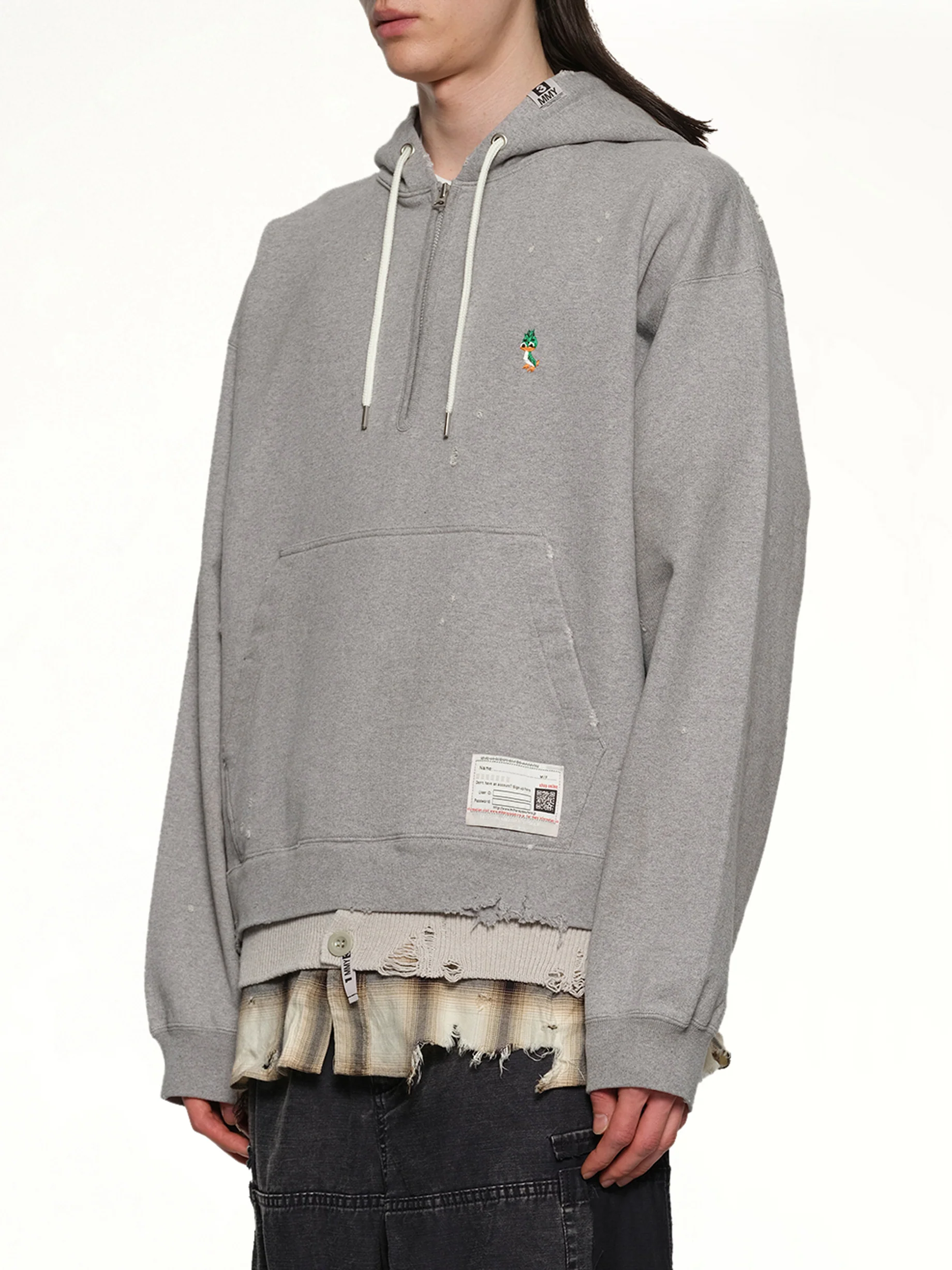 Triple Layered Half Zip Hoodie in Gray - Image 3
