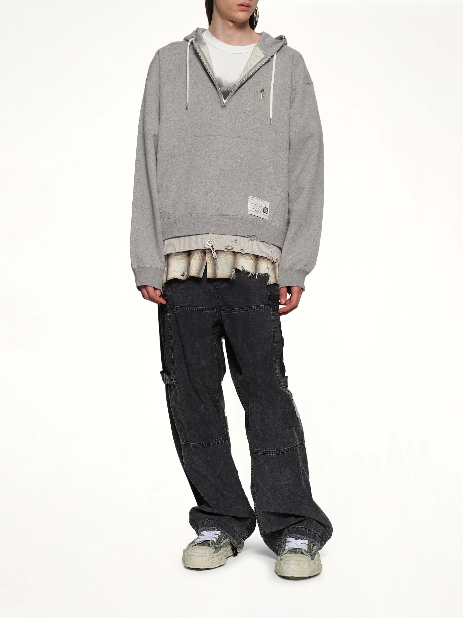 Triple Layered Half Zip Hoodie in Gray - Image 4