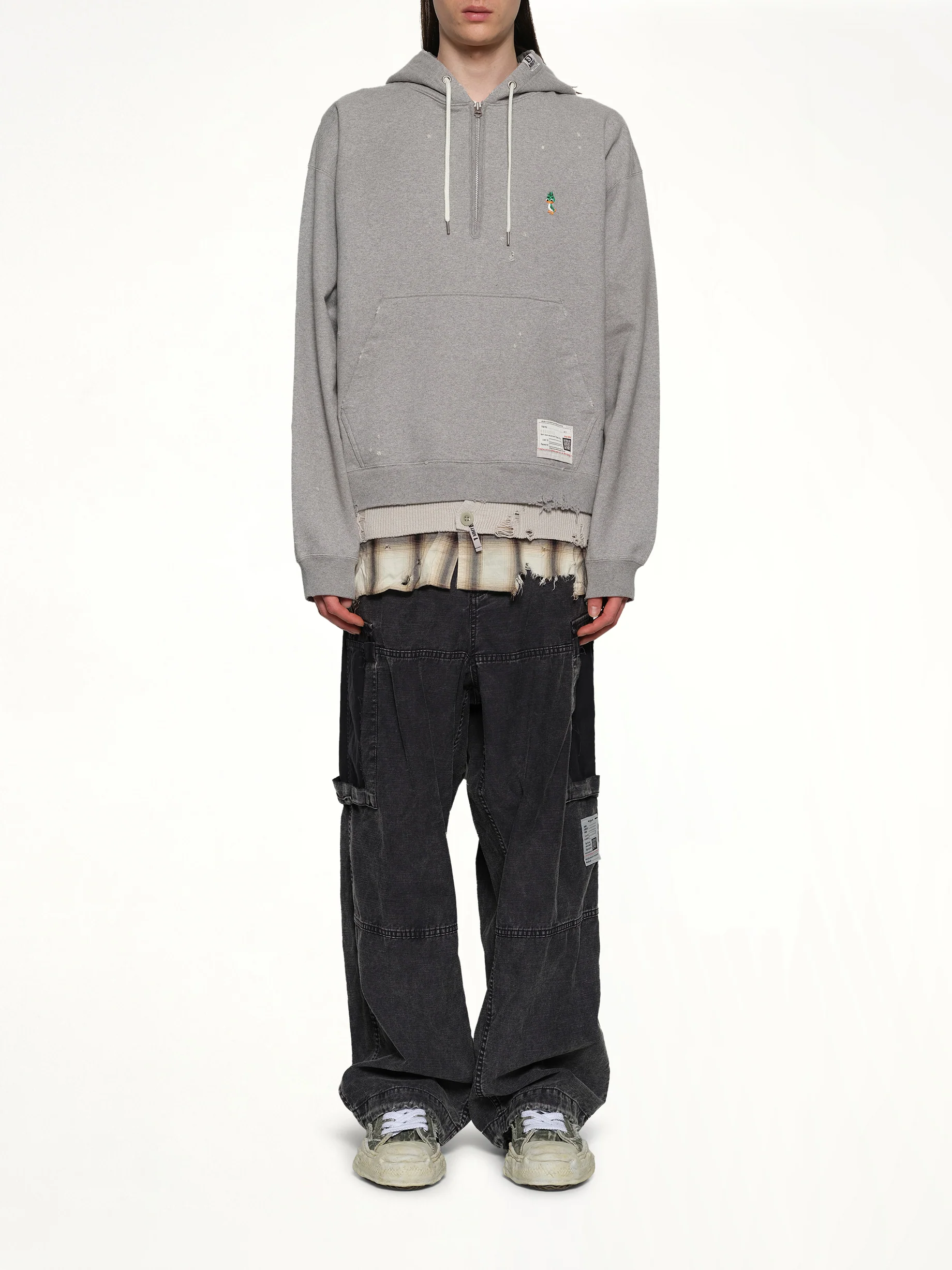 Triple Layered Half Zip Hoodie in Gray - Image 7