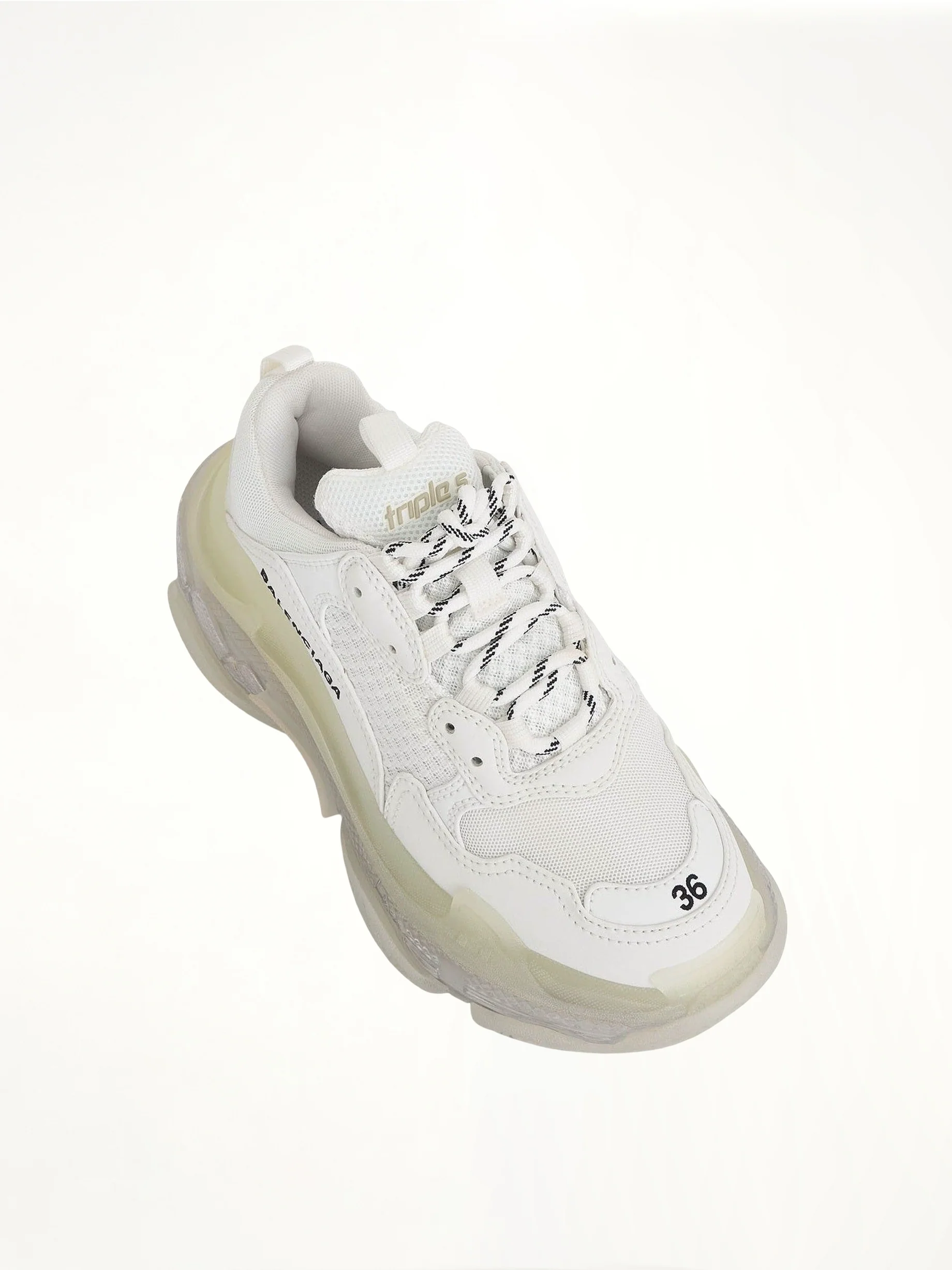 Triple S Clear Sole Sneakers in White - Image 4