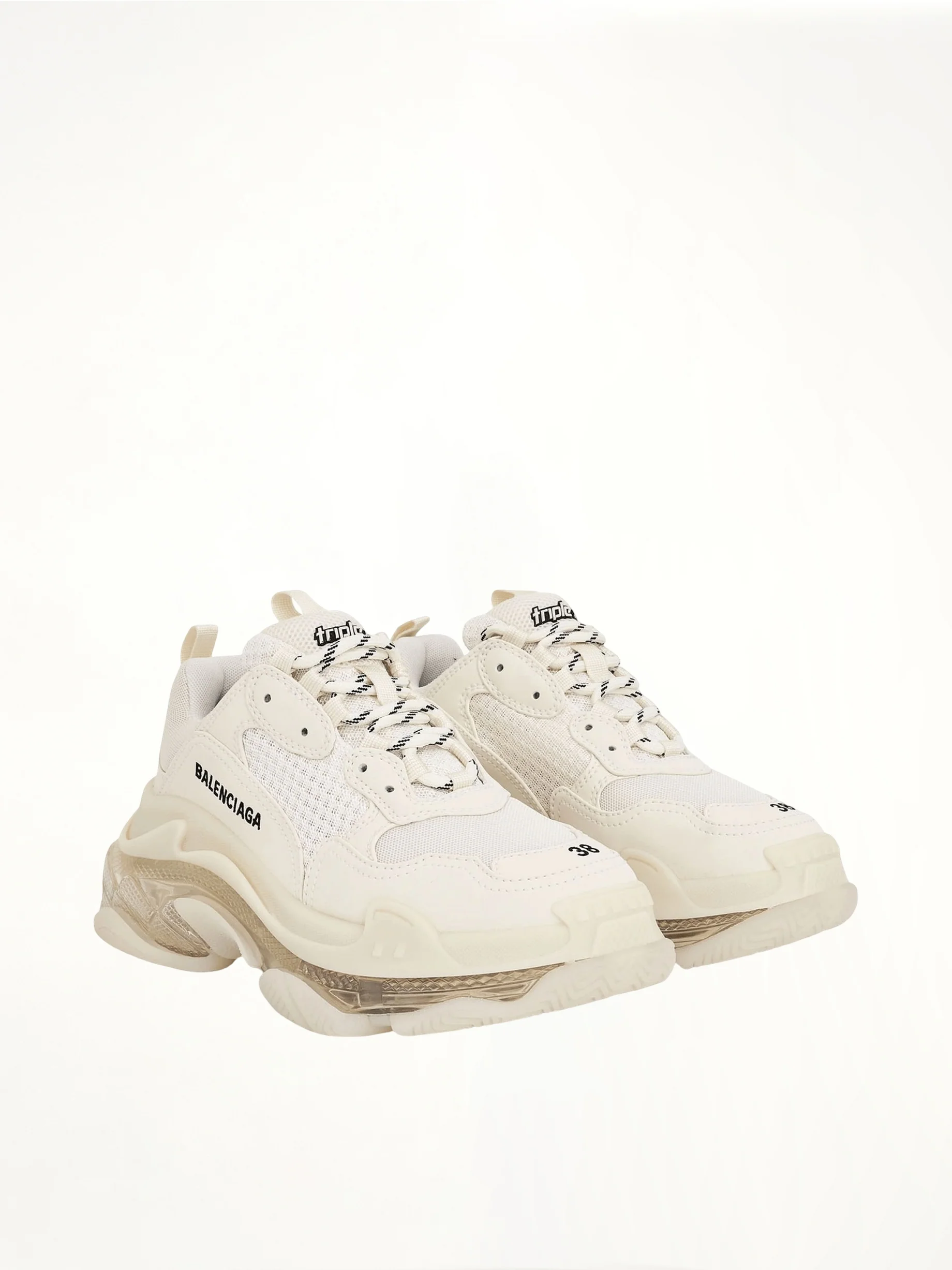 Triple S Clear Sole Sneakers in Light Beige - Image 2