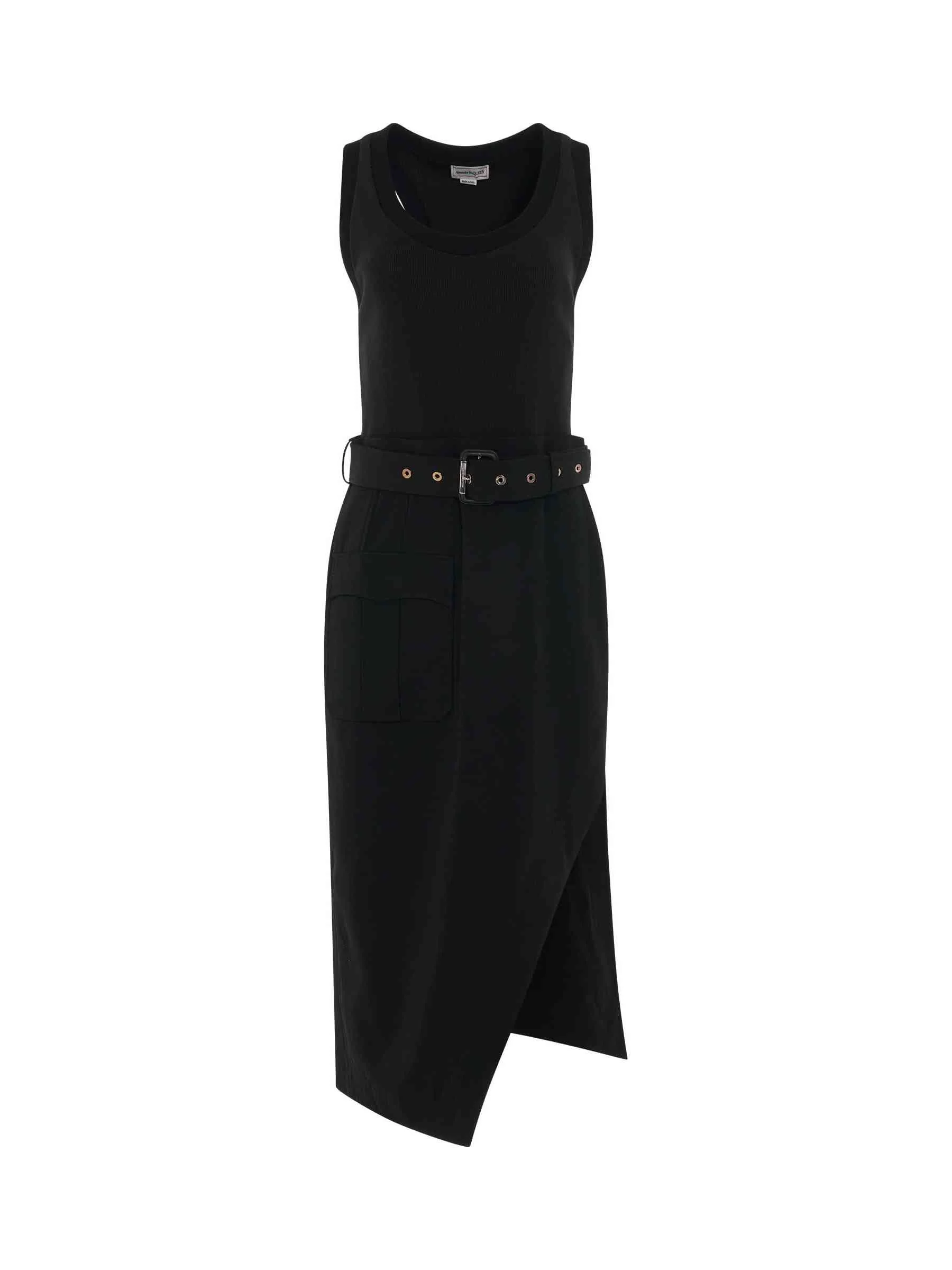 Trompe L'oeil Pencil Dress in Black