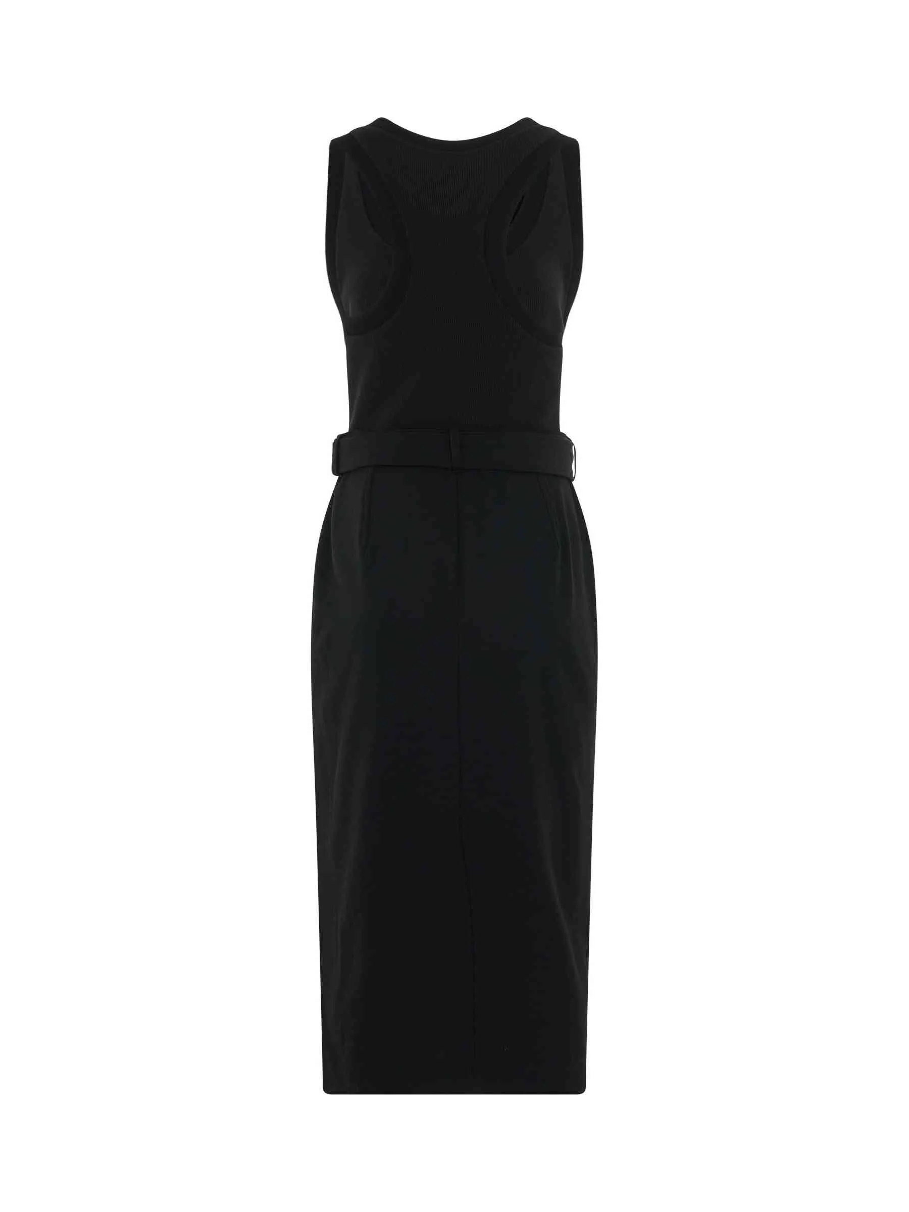 Trompe L'oeil Pencil Dress in Black - Image 4