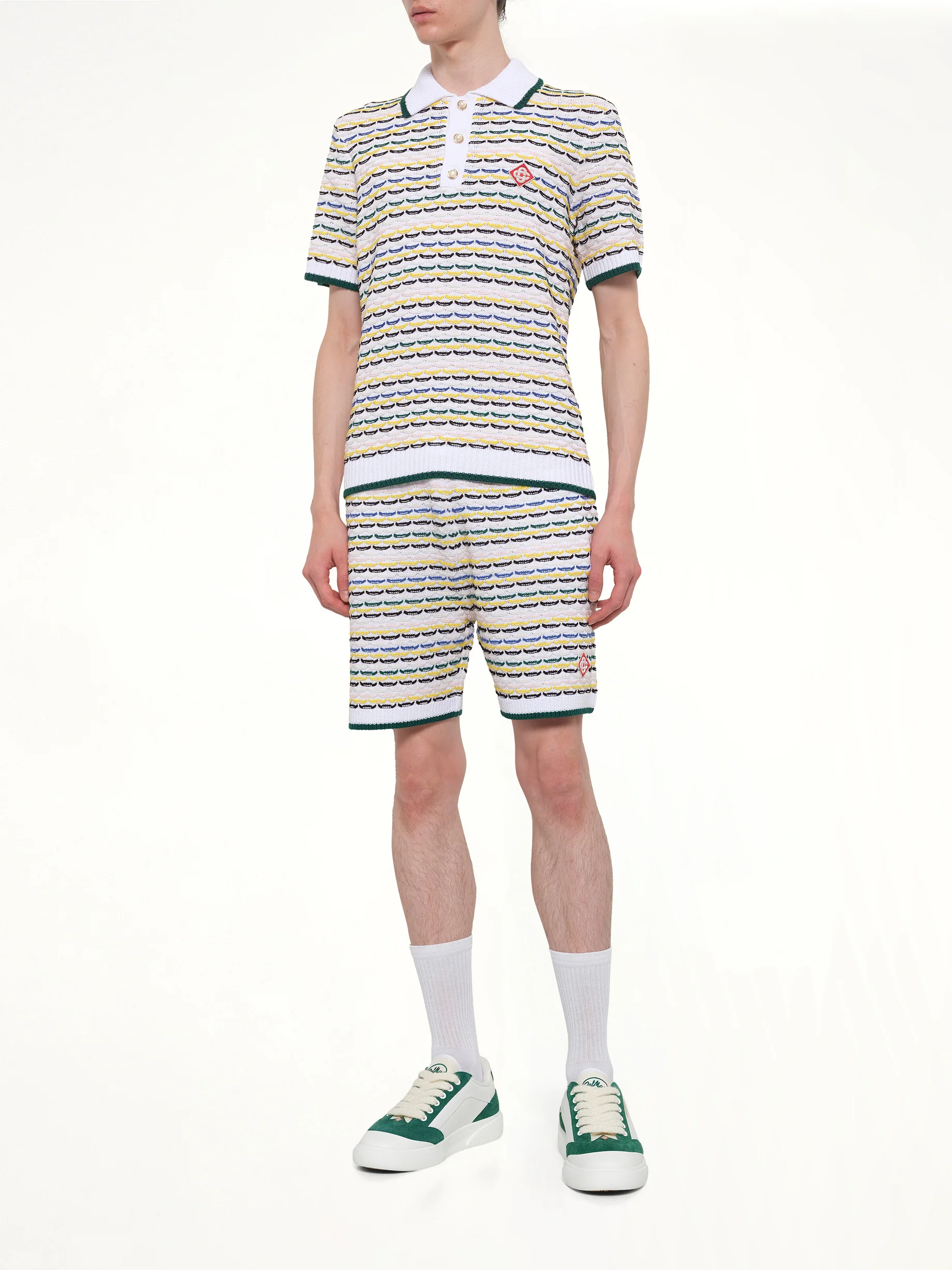 Tuck Stitch Polo Shirt in White - Image 4