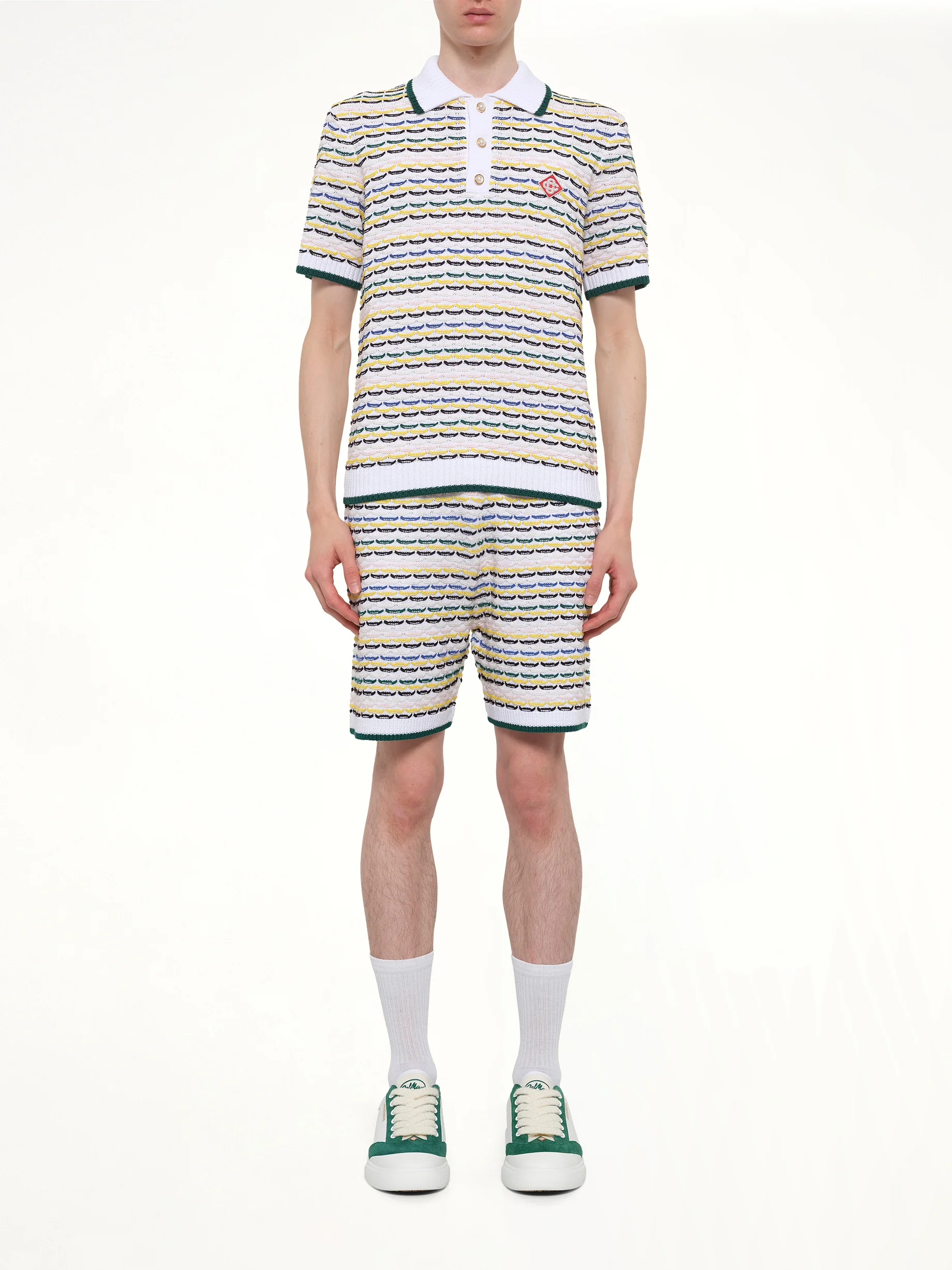 Tuck Stitch Polo Shirt in White - Image 7