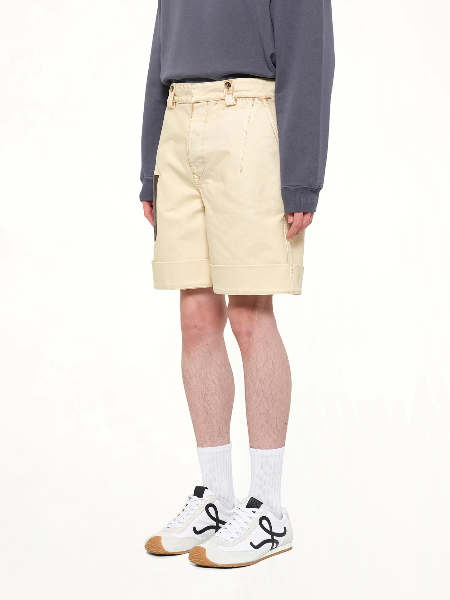 Turn-Up Shorts in Beige - Image 3