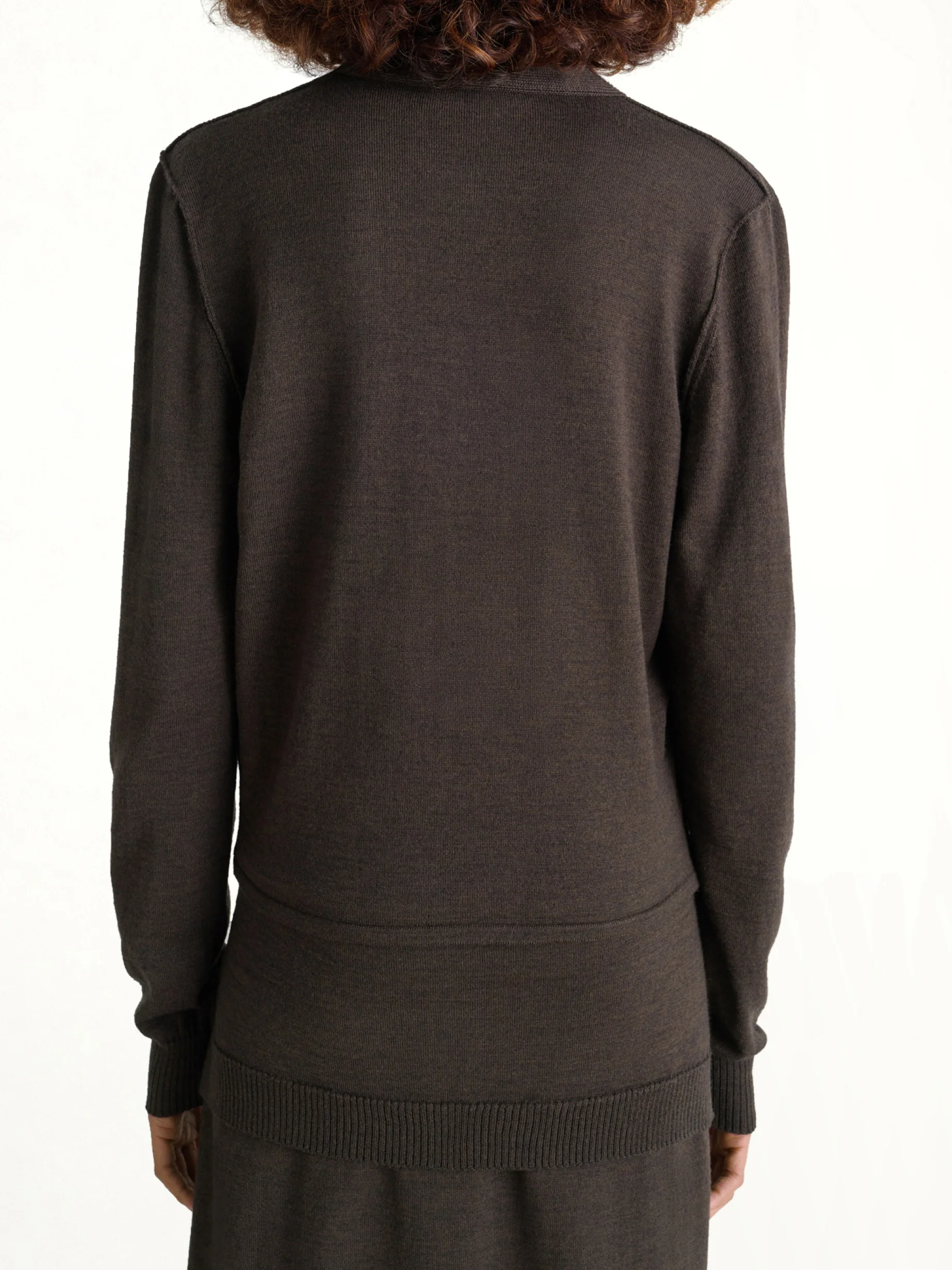 Twisted Cardigan With Scarf in Dark Cacao - Image 5