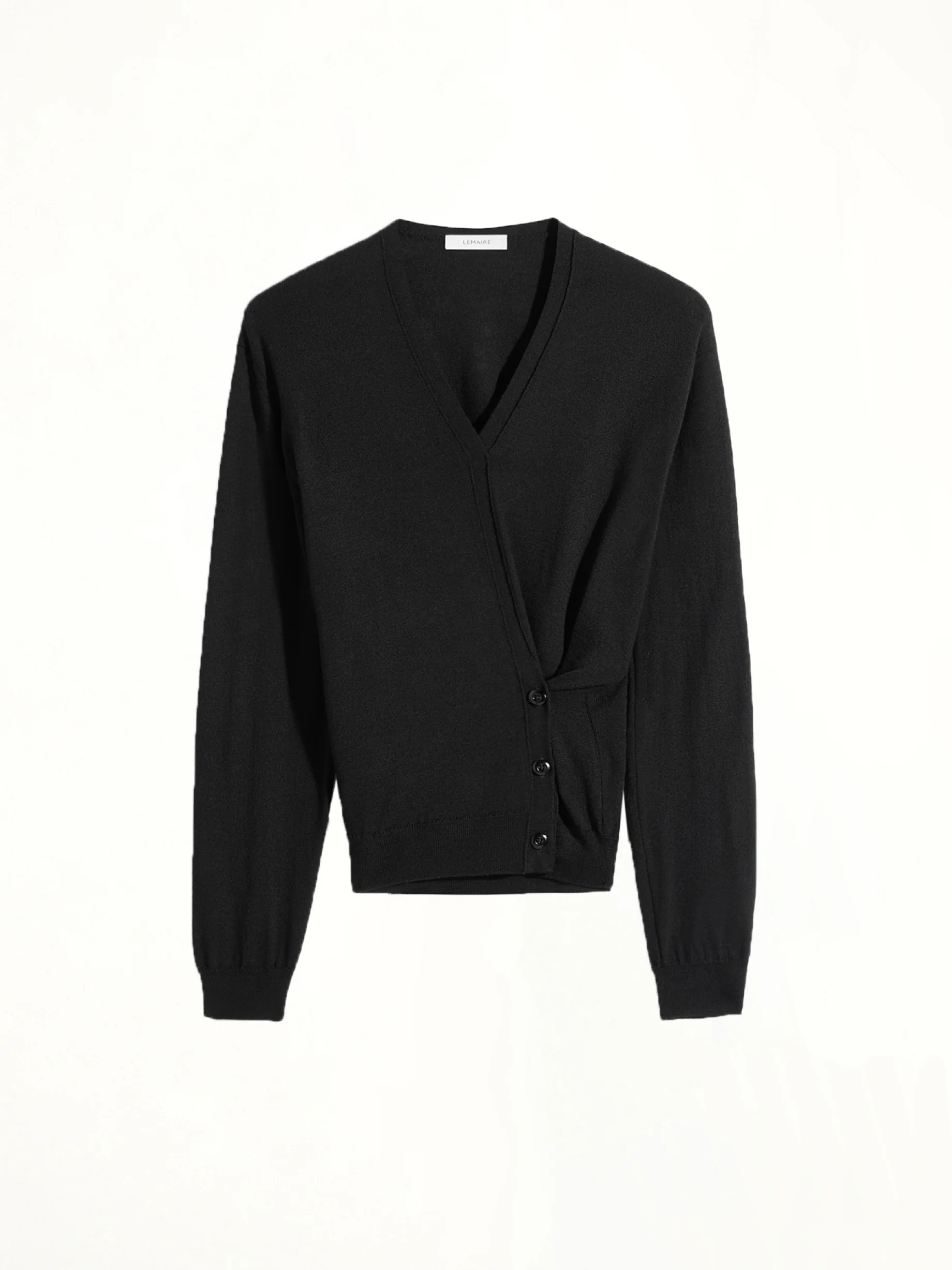 Twisted V Neck Jumper in Black - Image 2