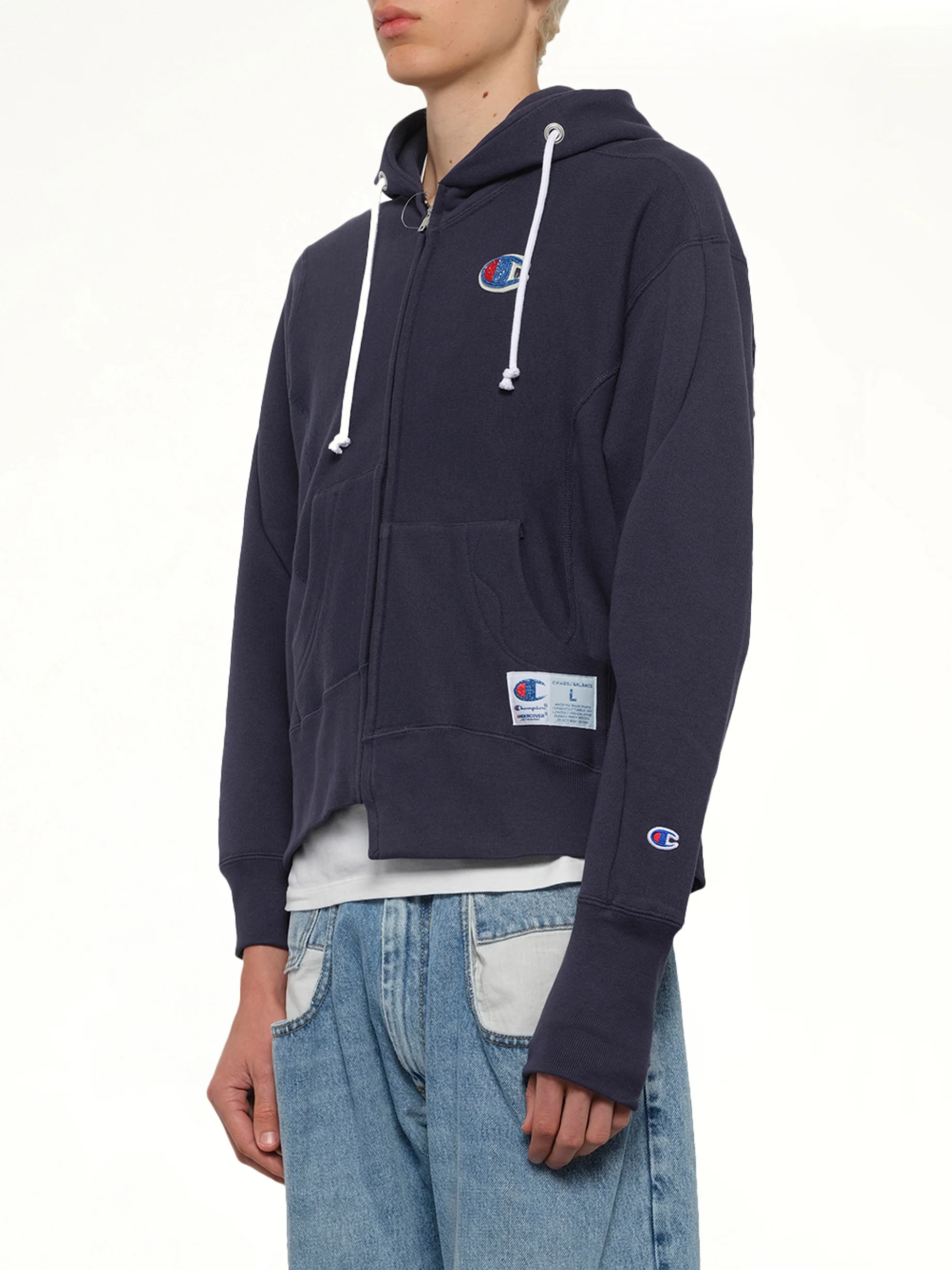 Undercover X Champion Zip Hoodie in Navy - Image 3
