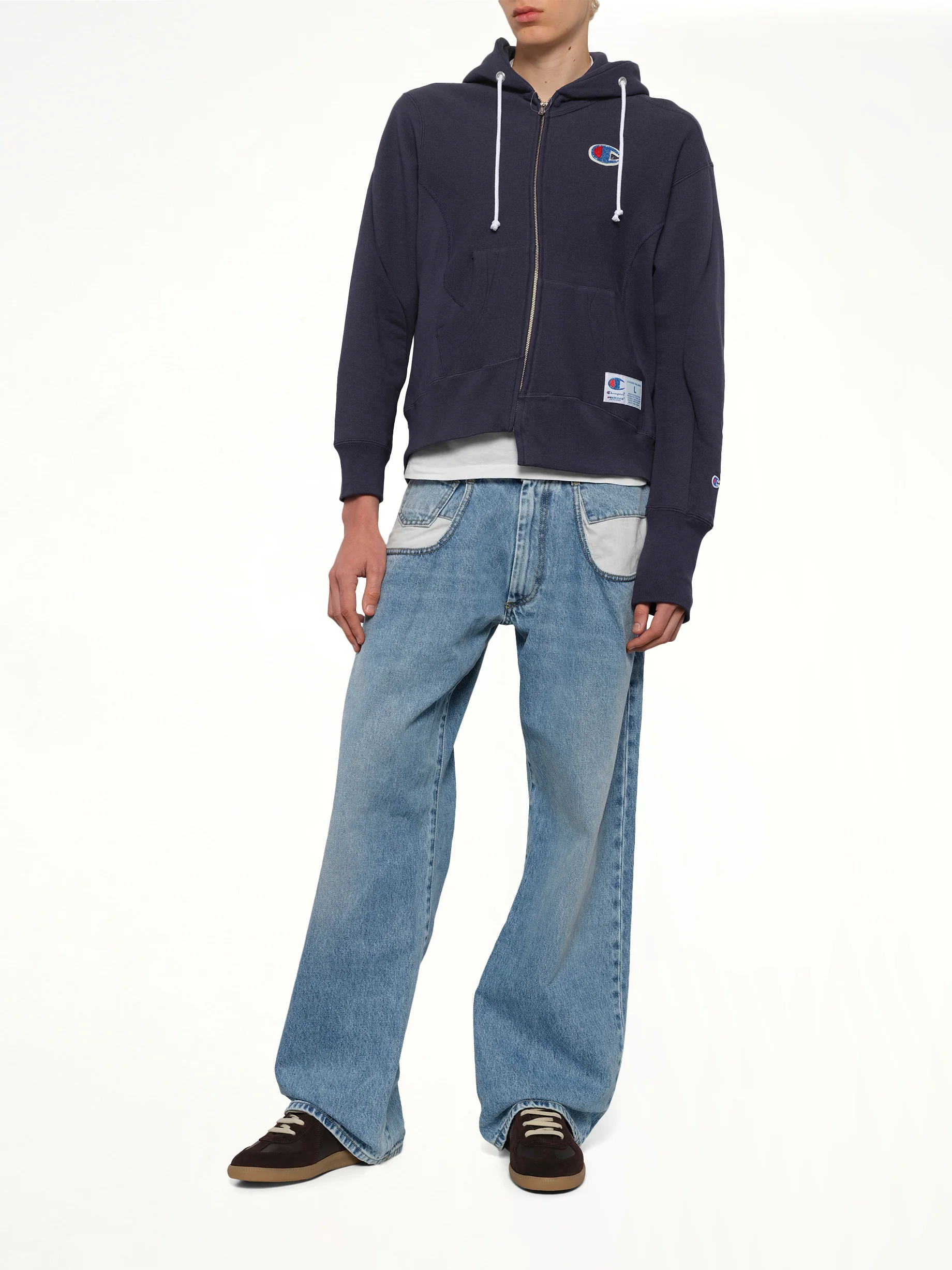 Undercover X Champion Zip Hoodie in Navy - Image 4