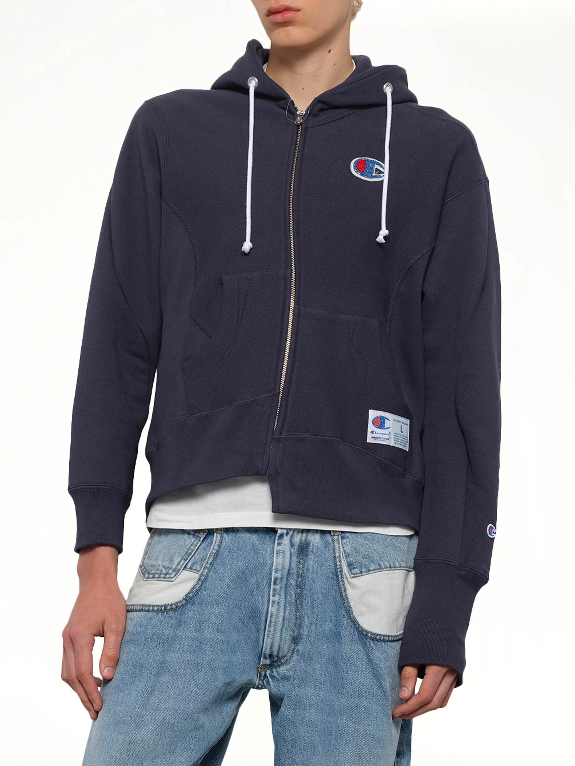 Undercover X Champion Zip Hoodie in Navy - Image 6