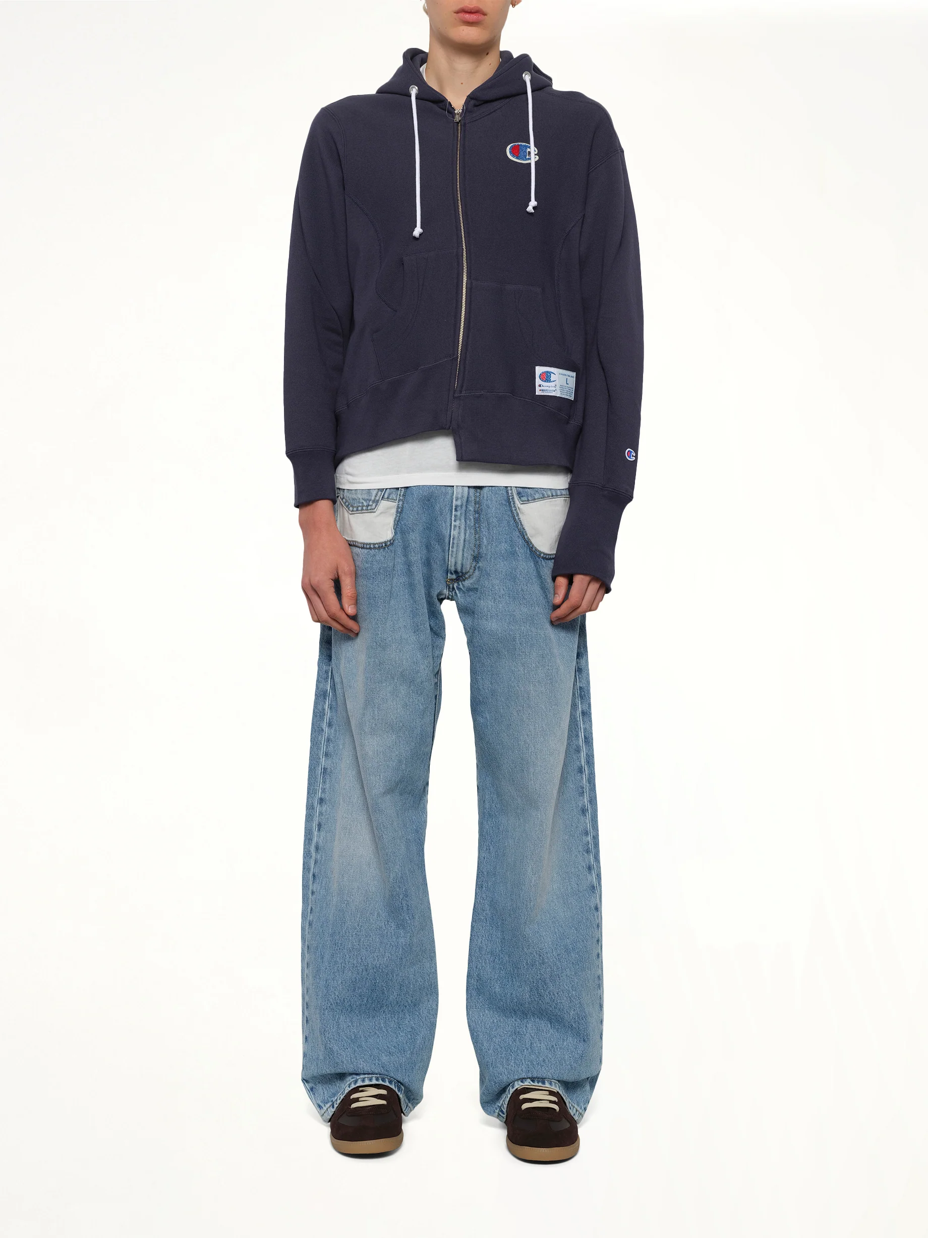 Undercover X Champion Zip Hoodie in Navy - Image 7