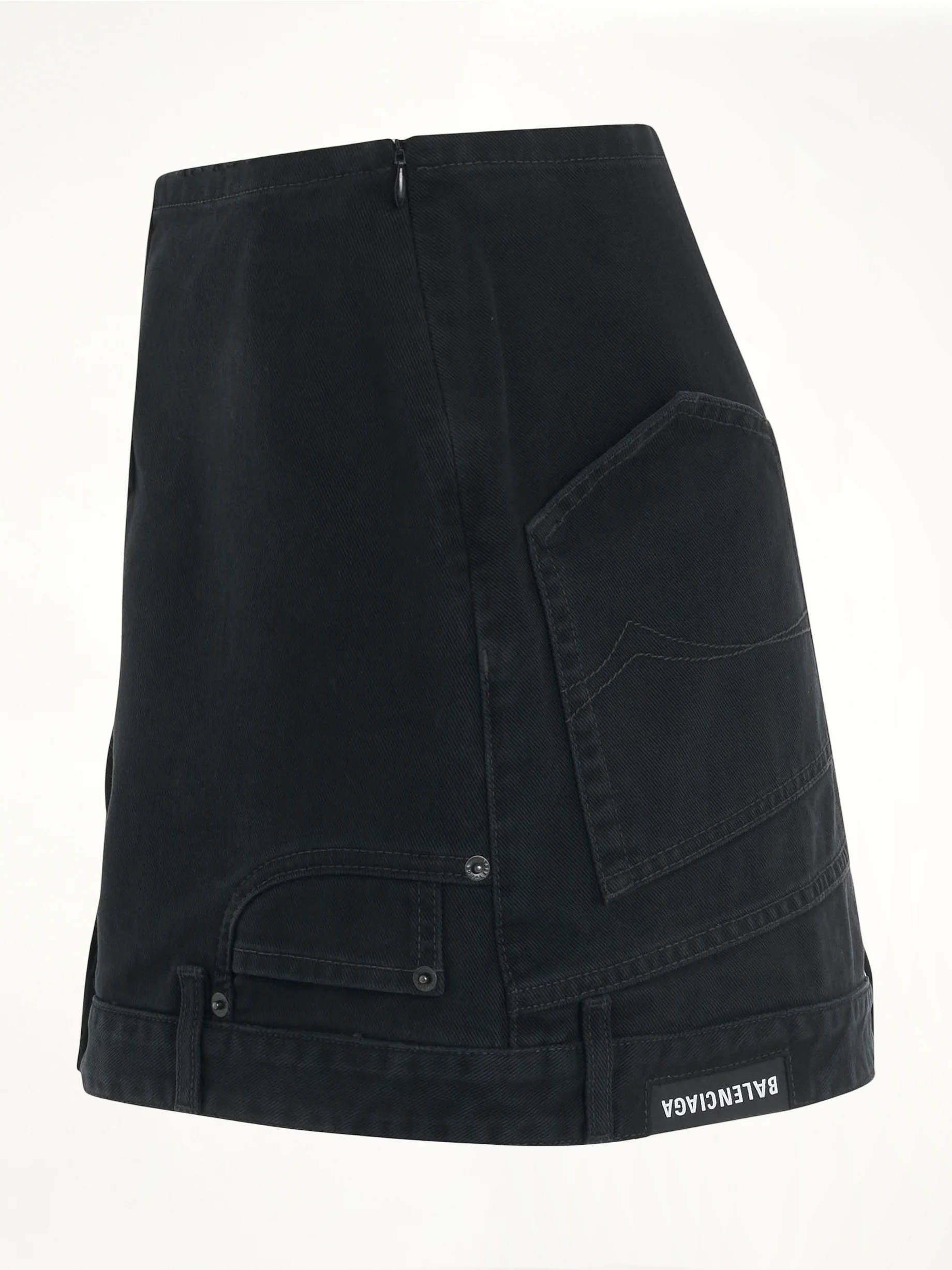 Upside Down Denim Mini Skirt in Black - Image 3