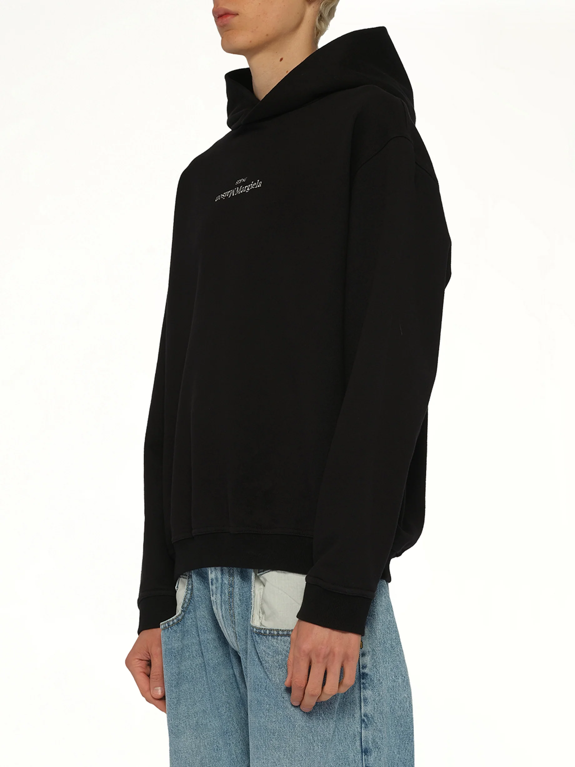 Upside Down Logo Hoodie in Black - Image 3