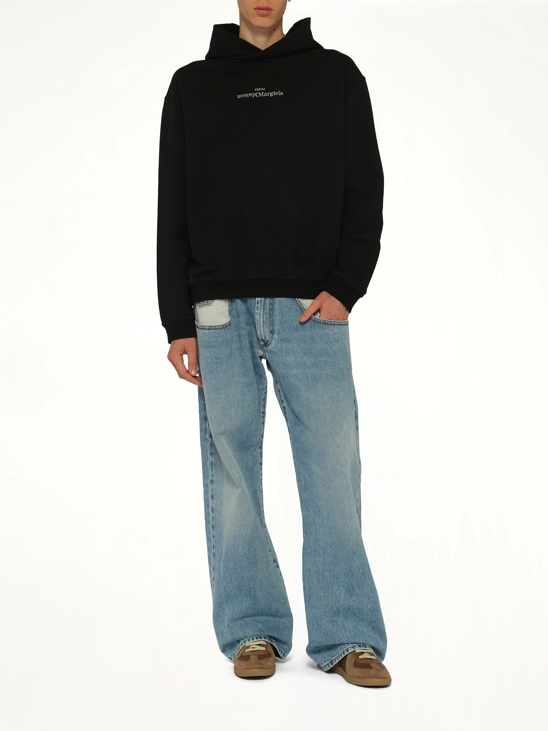 Upside Down Logo Hoodie in Black - Image 4