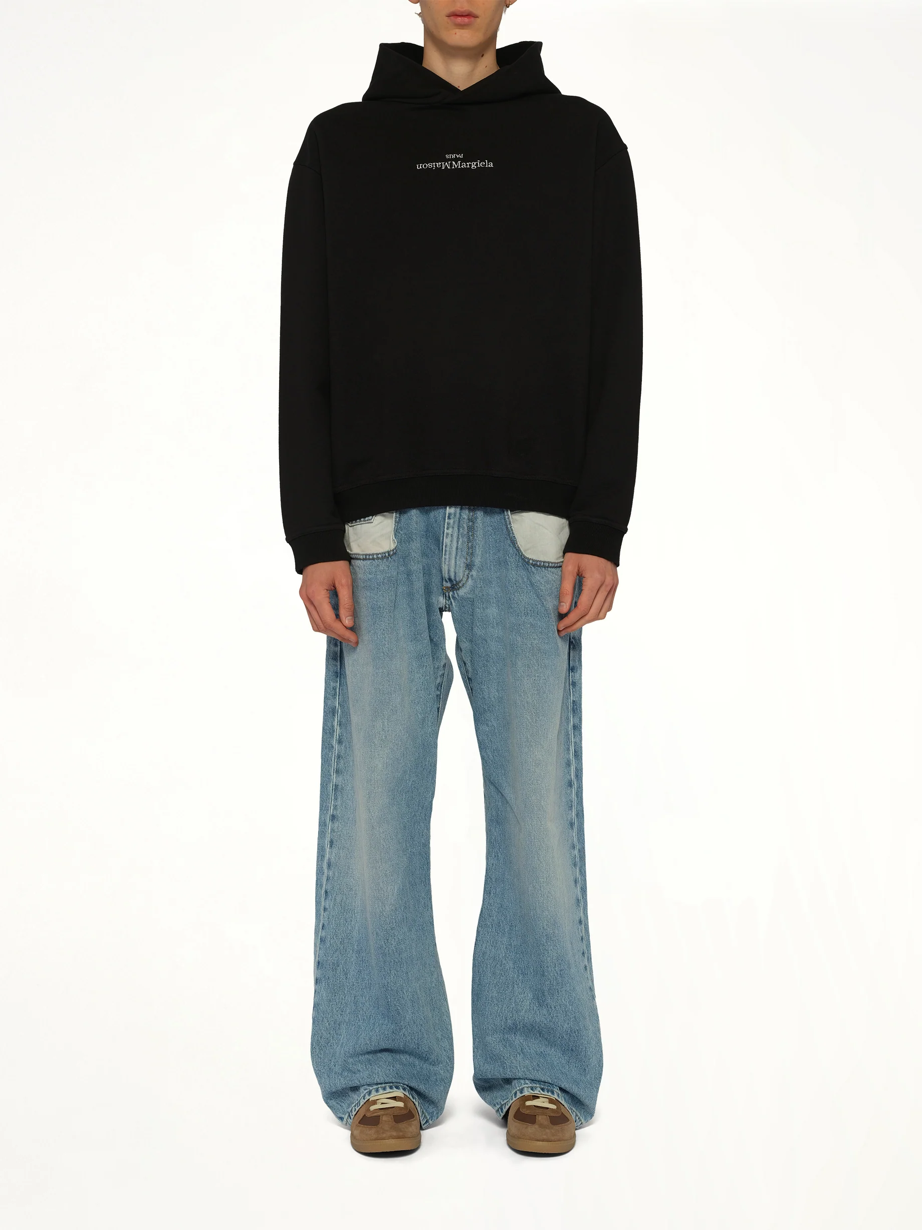 Upside Down Logo Hoodie in Black - Image 7