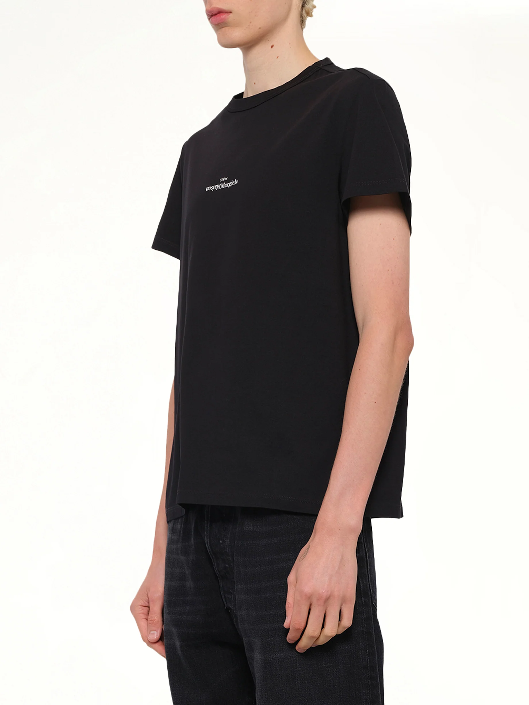 Upside Down Logo T-Shirt in Black - Image 3