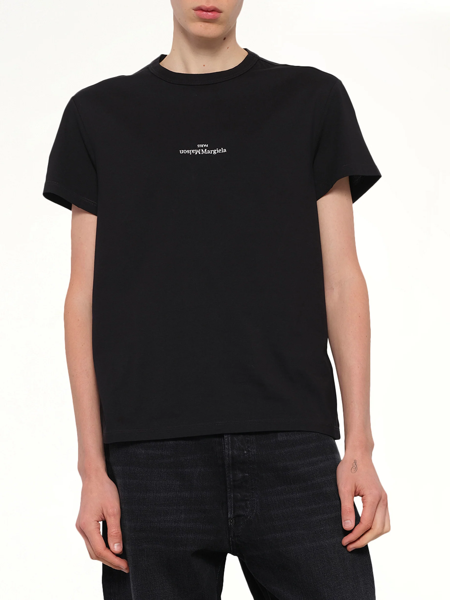 Upside Down Logo T-Shirt in Black - Image 6