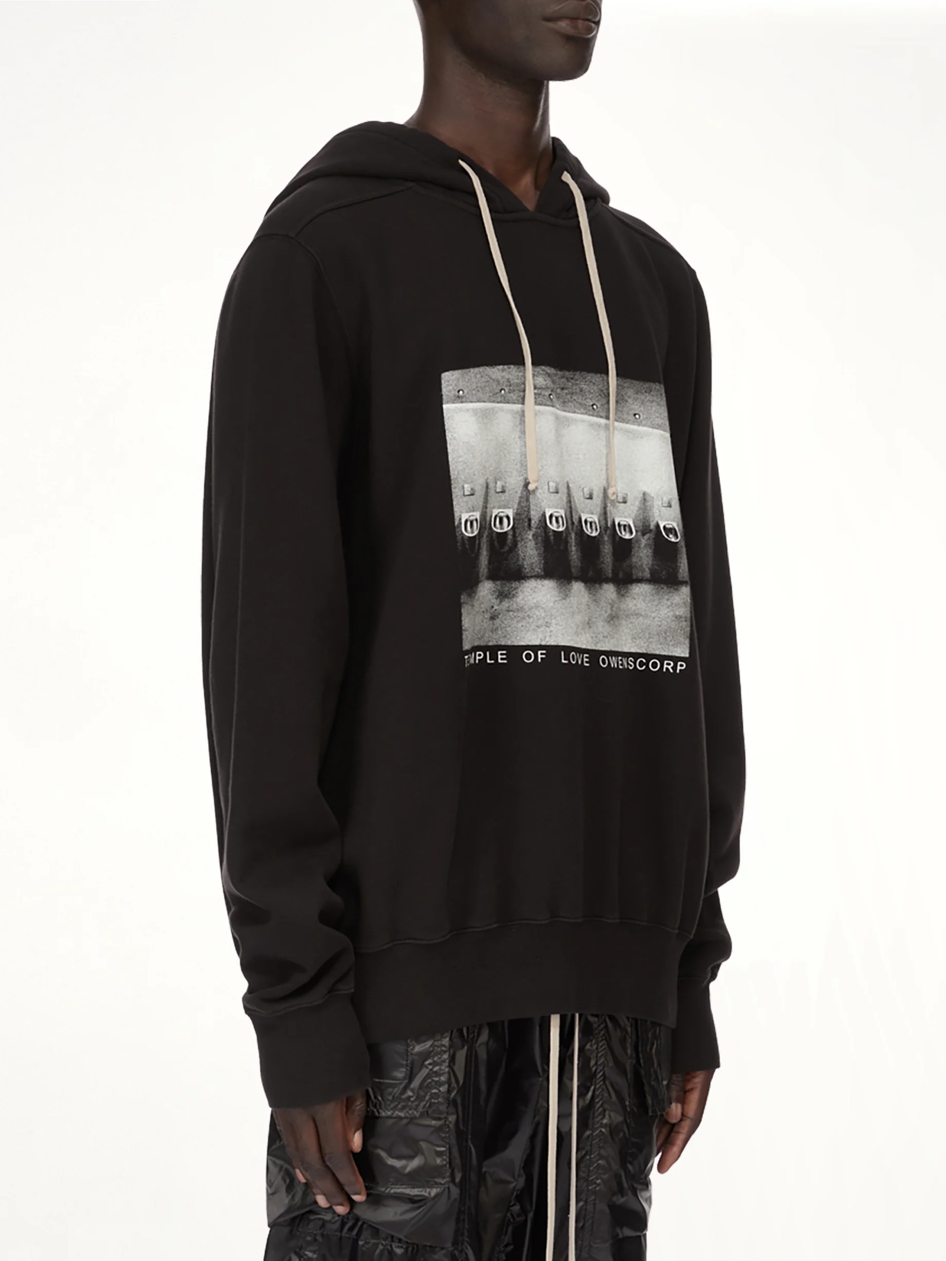 Urinal Oversized Hoodie in Black/Milk - Image 3