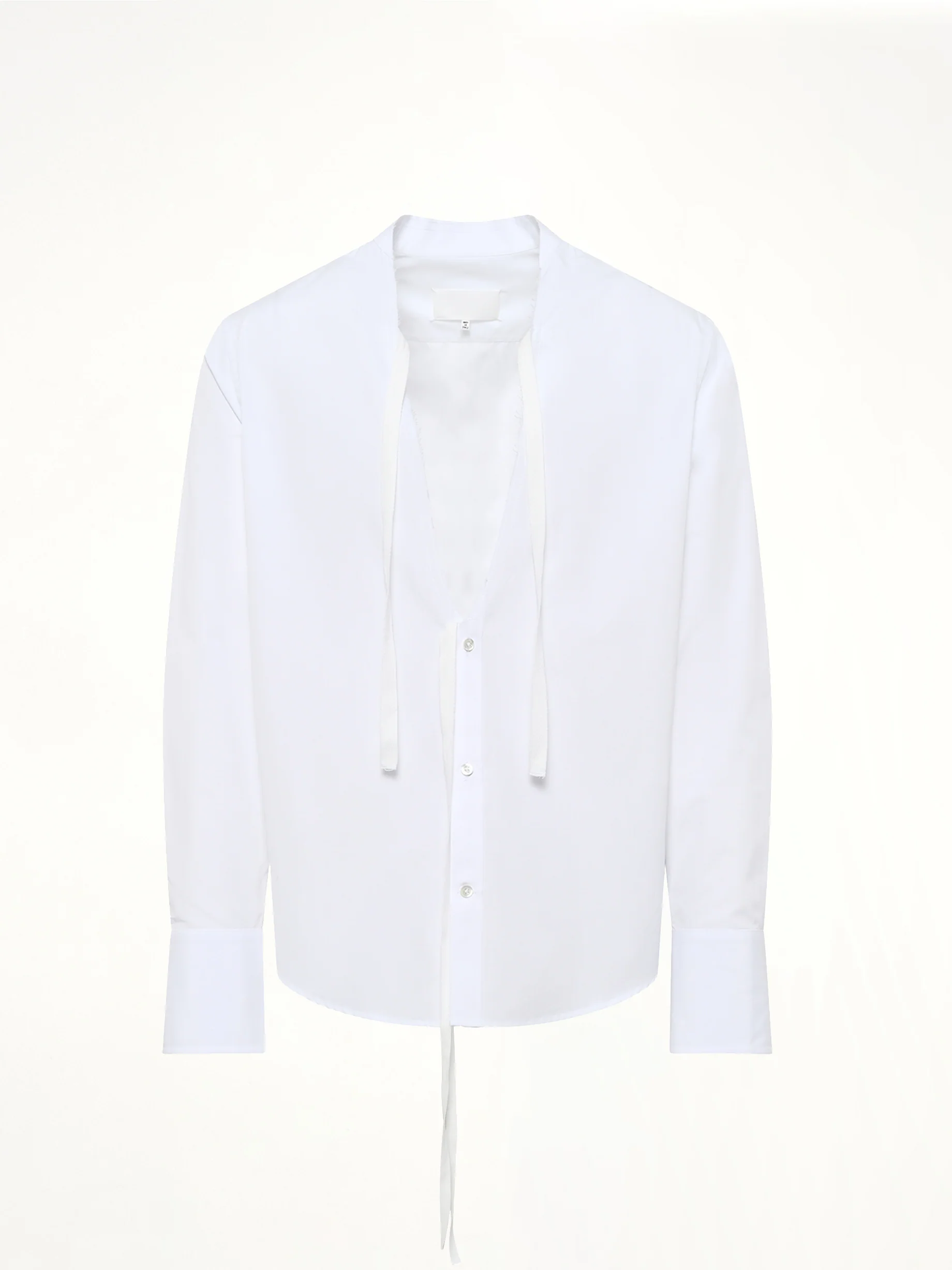 V Neck Long Sleeved Shirt in White - Image 2