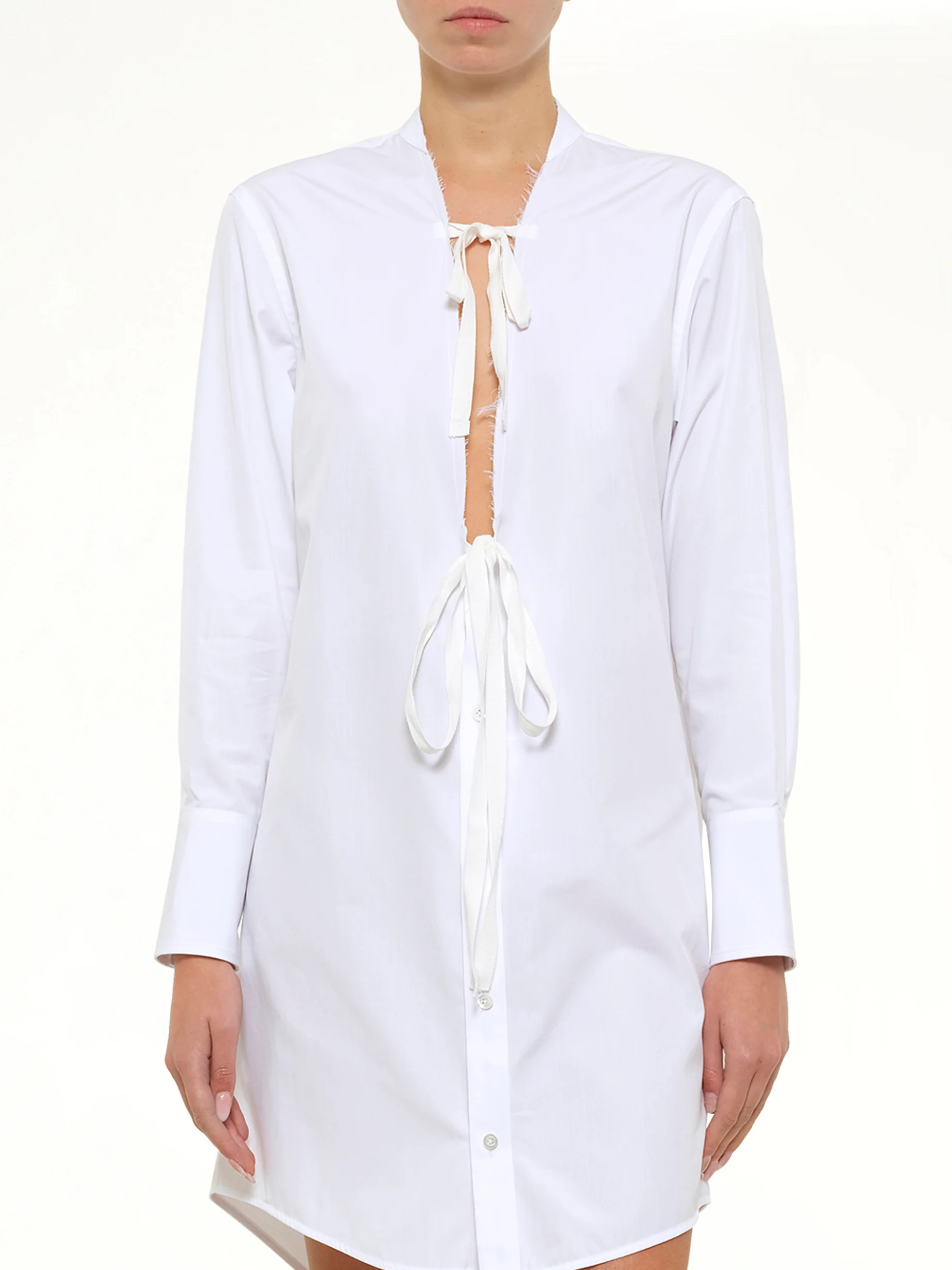 V Neck Midi Dress in White - Image 6