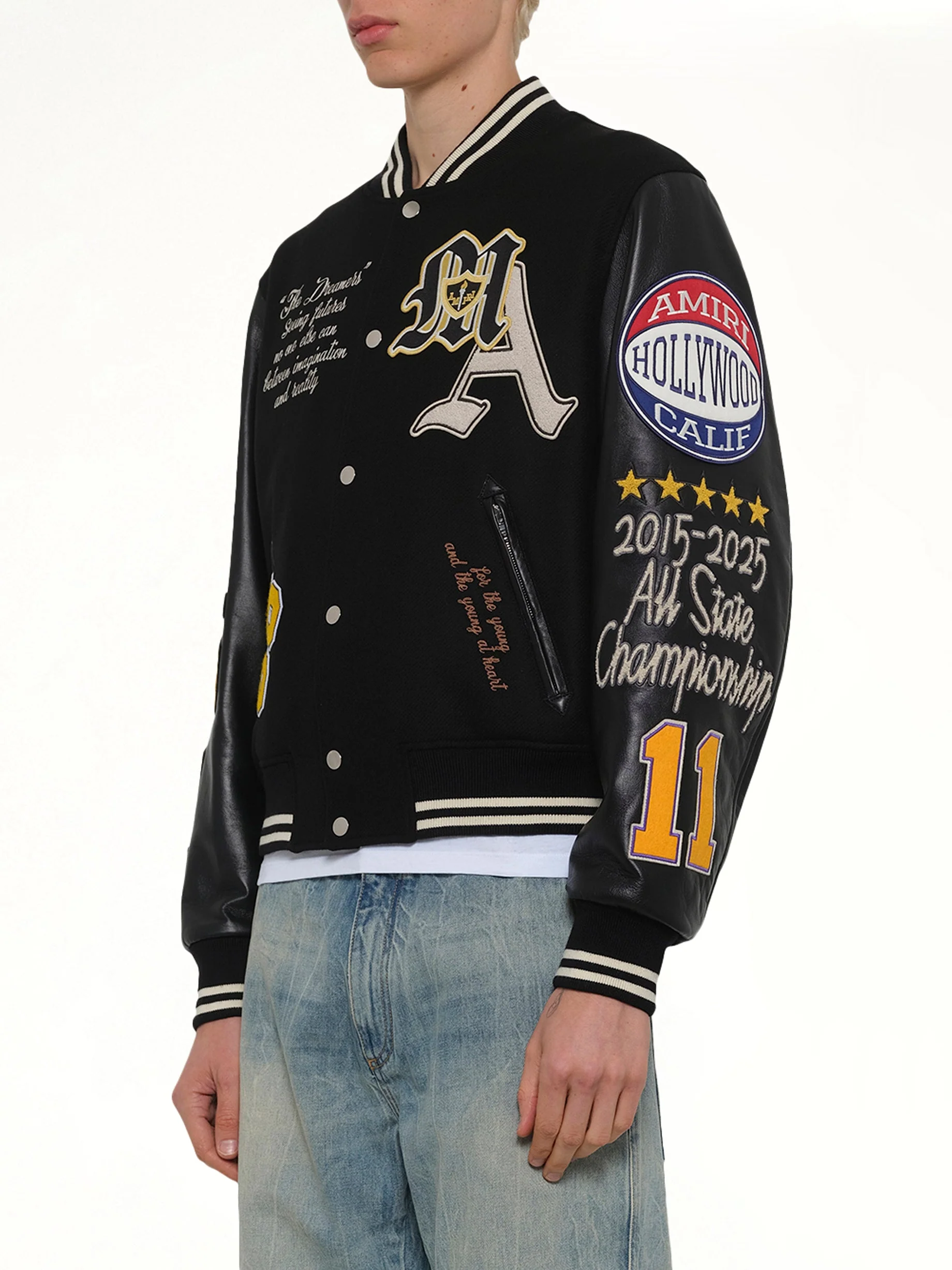 Varsity Patch Jacket in Black - Image 3