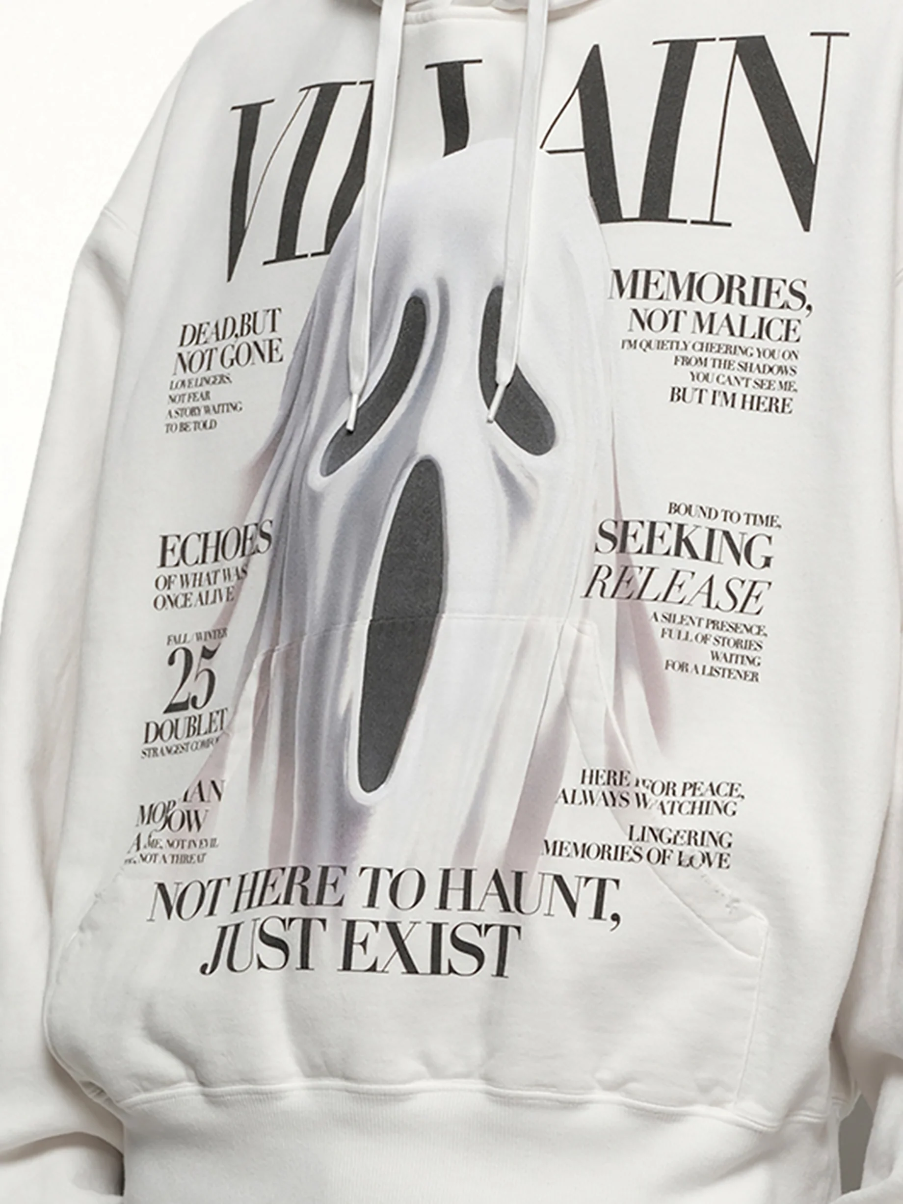 Villain Cover Print Hoodie in White - Image 3
