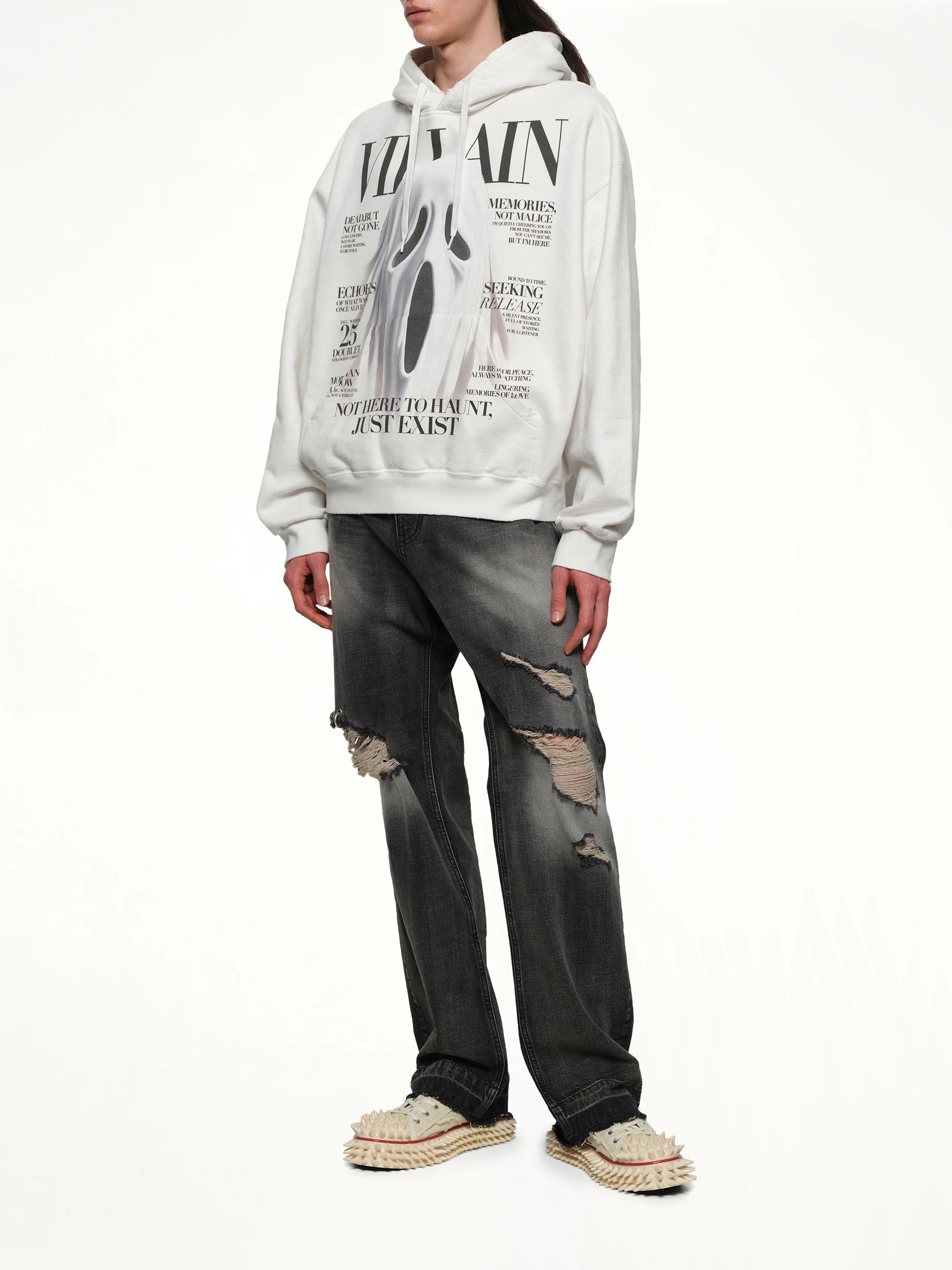 Villain Cover Print Hoodie in White - Image 4