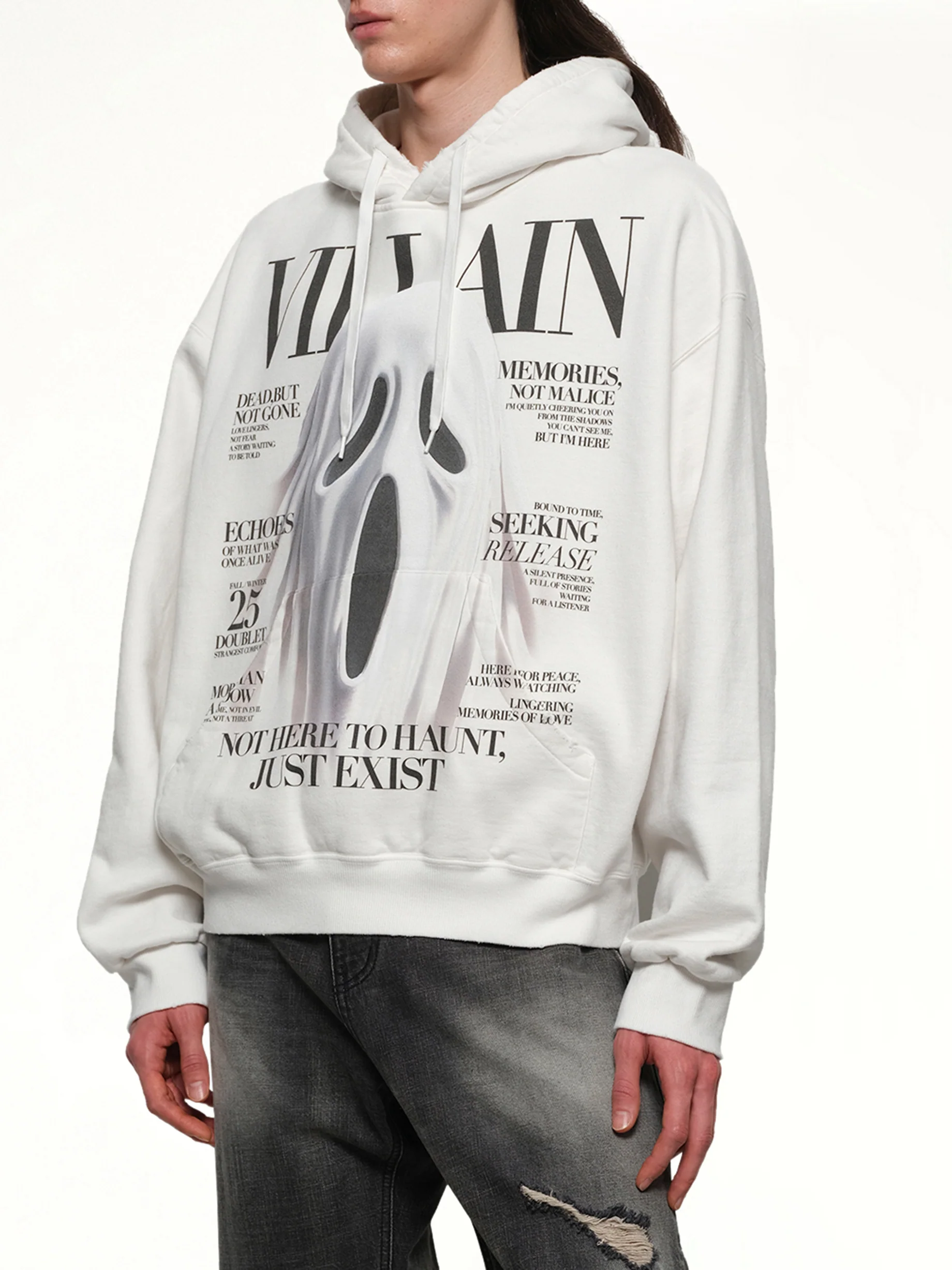 Villain Cover Print Hoodie in White - Image 6