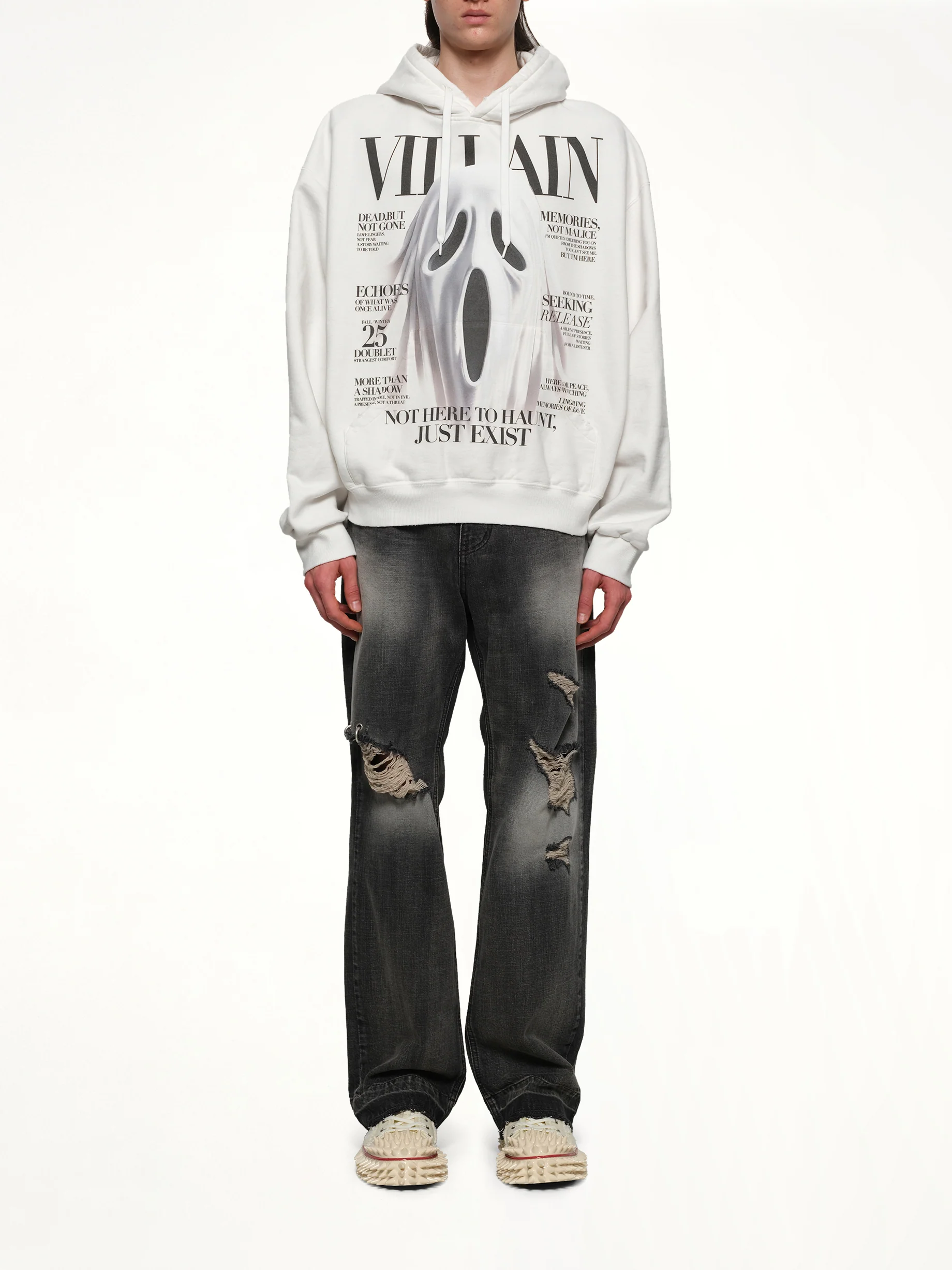 Villain Cover Print Hoodie in White - Image 7