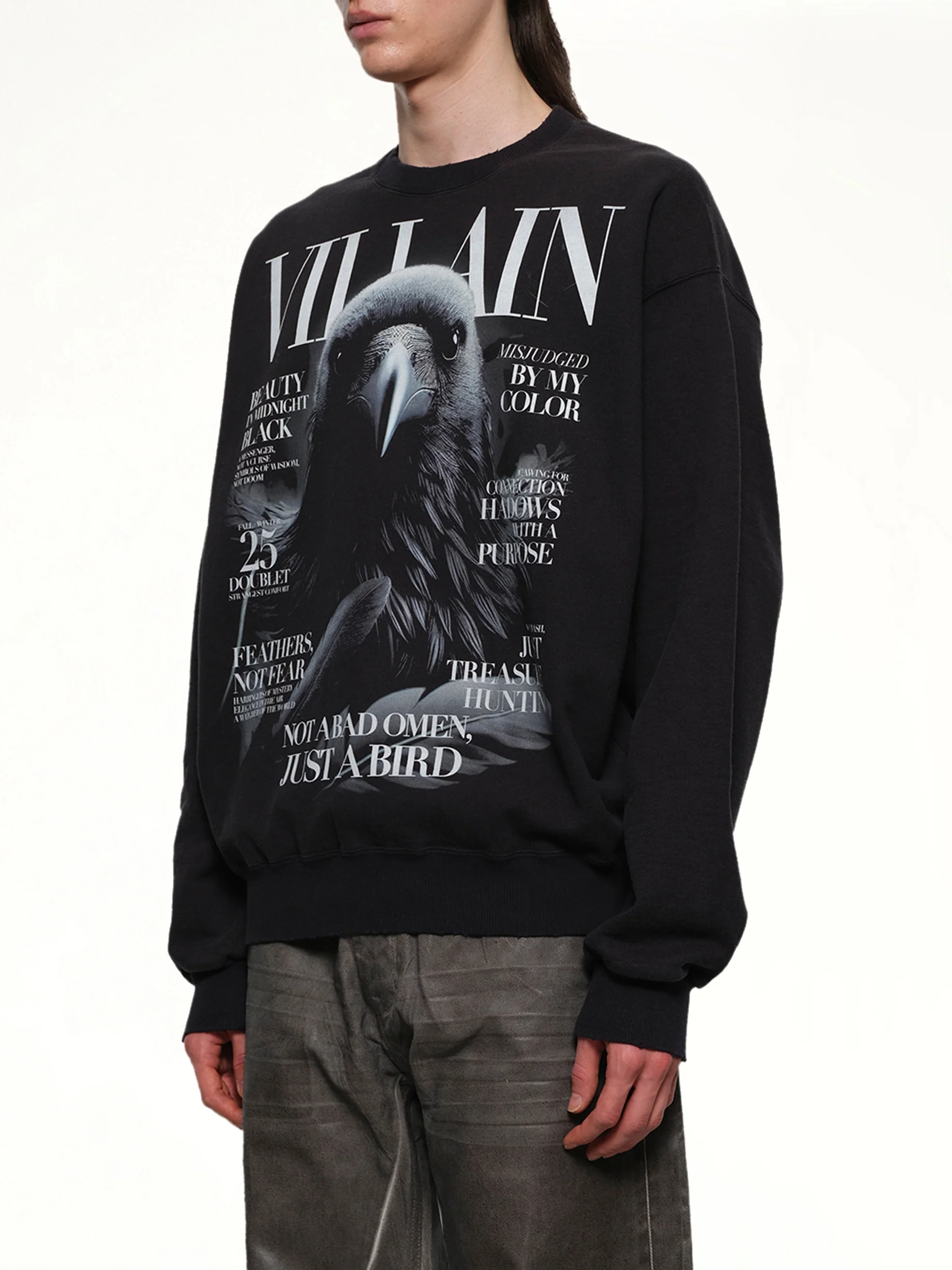 Villain Cover Print Sweat Shirt in Black - Image 3