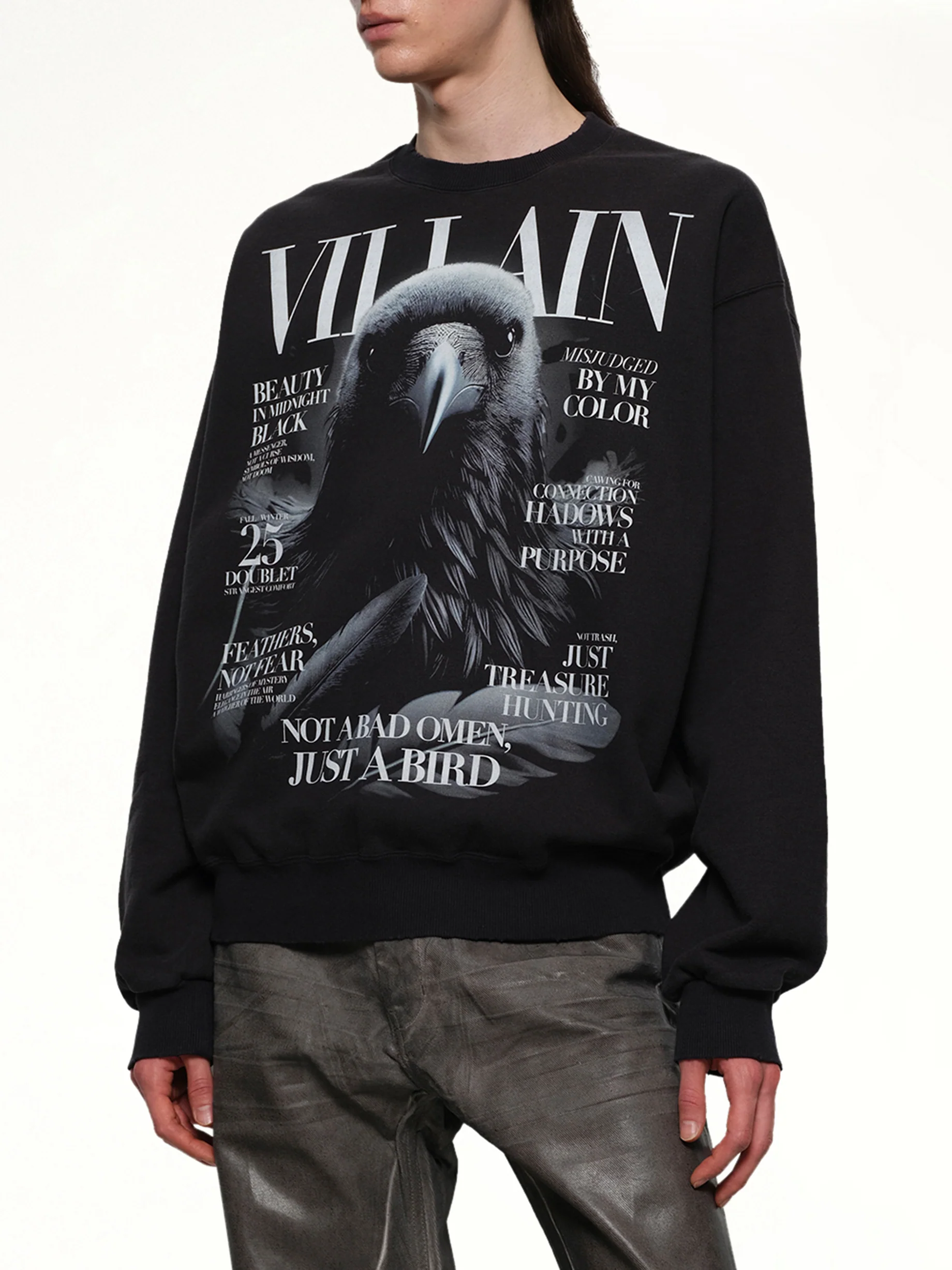 Villain Cover Print Sweat Shirt in Black - Image 6