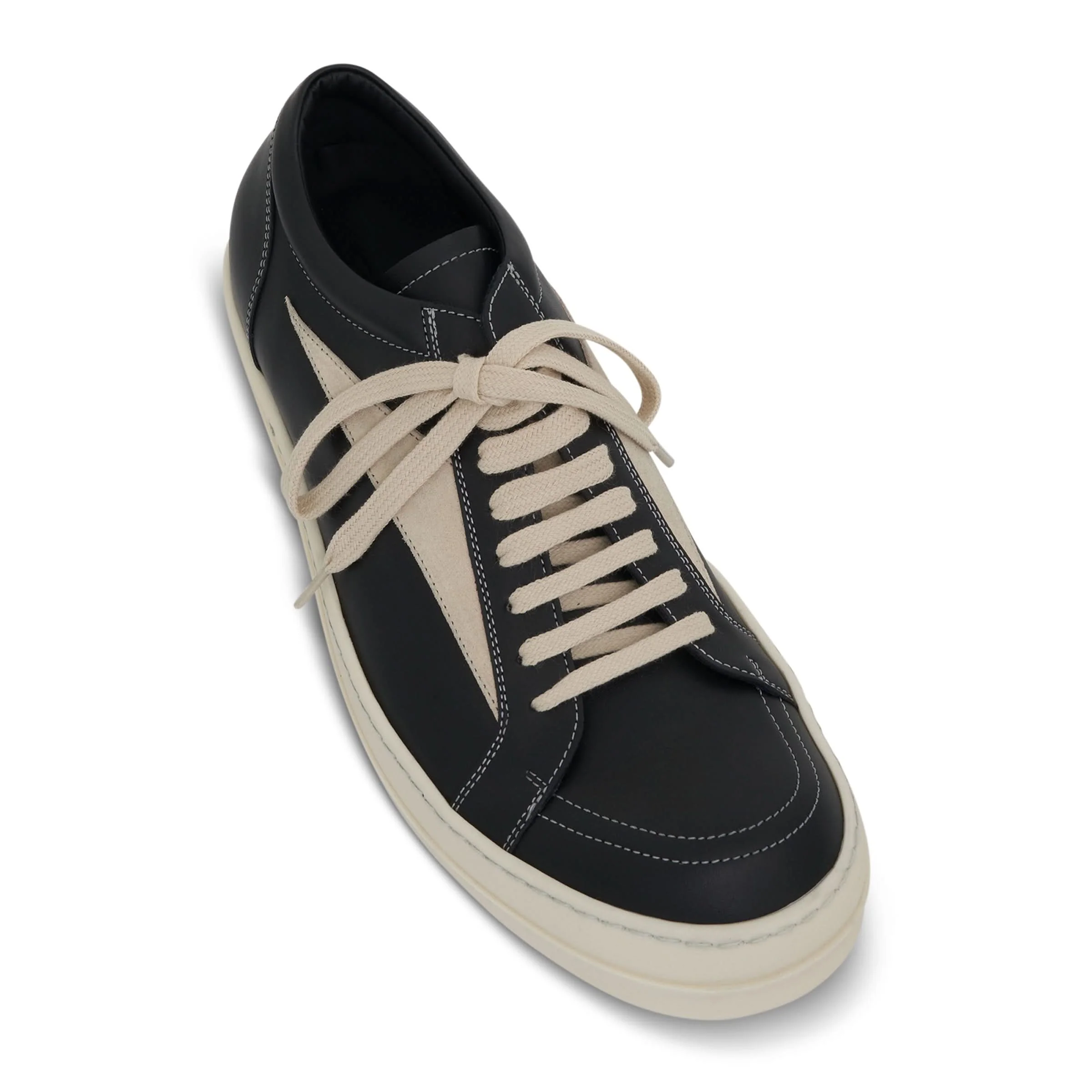 Vintage Leather Sneakers in Black/Milk - Image 4