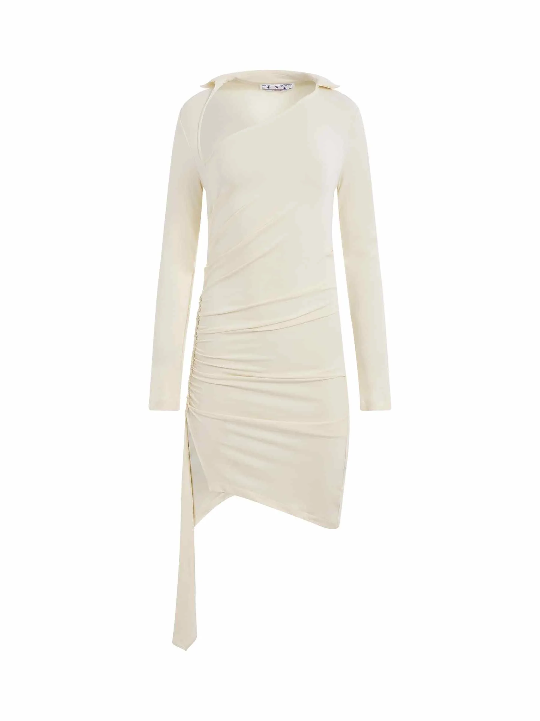 Viscose Crepe Draped Mini Dress in White
