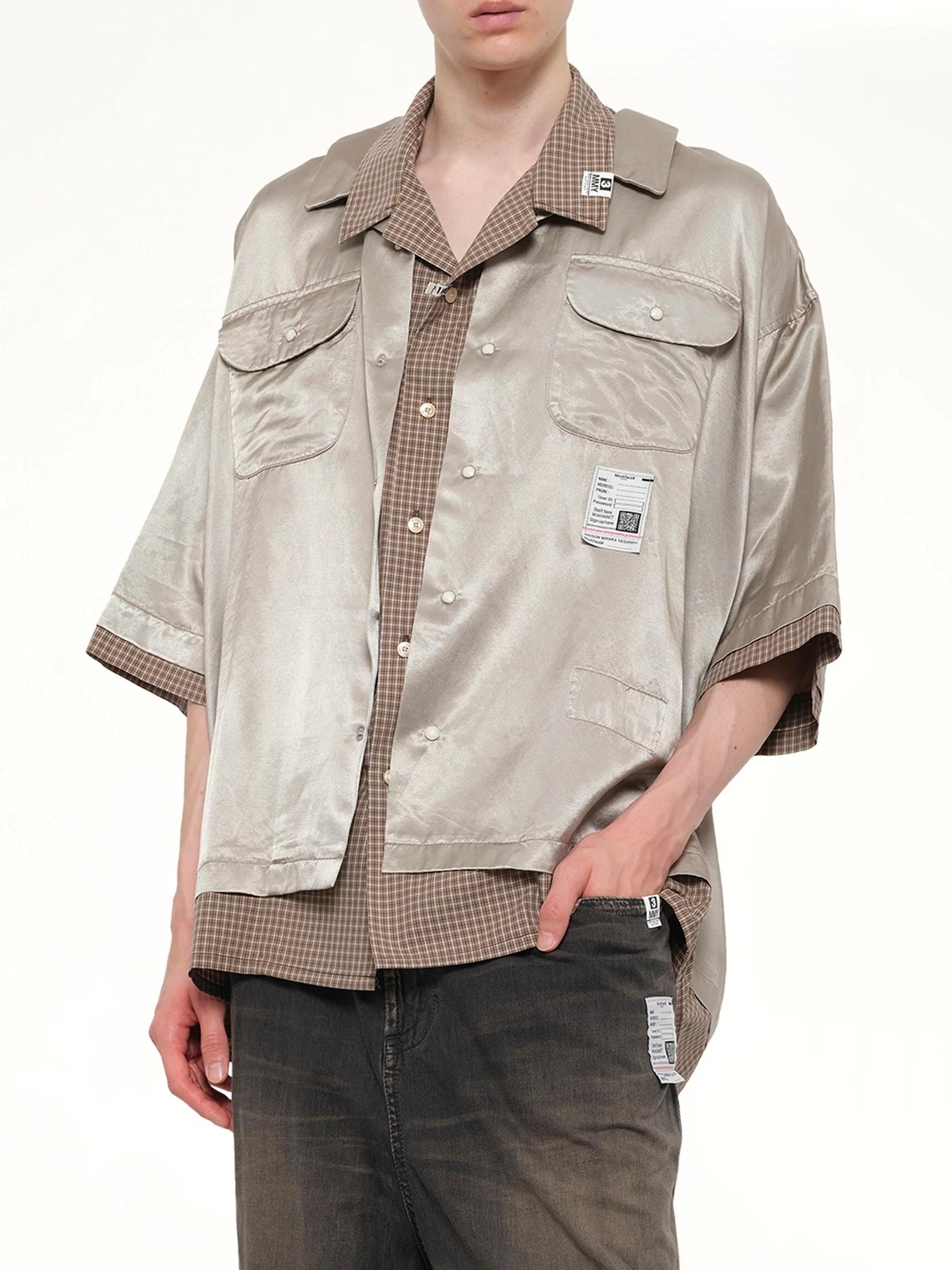 W-Layered H/S Shirts in Beige - Image 6