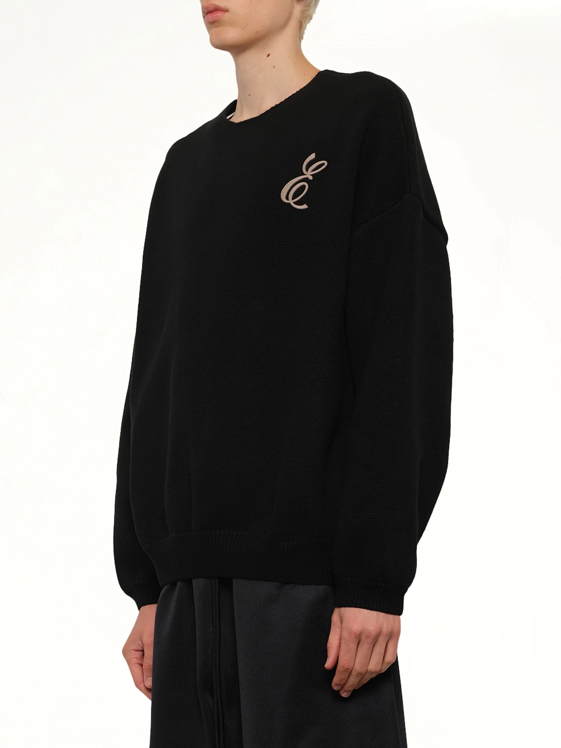 Waffle Crewneck Sweater in Vintage Black - Image 3