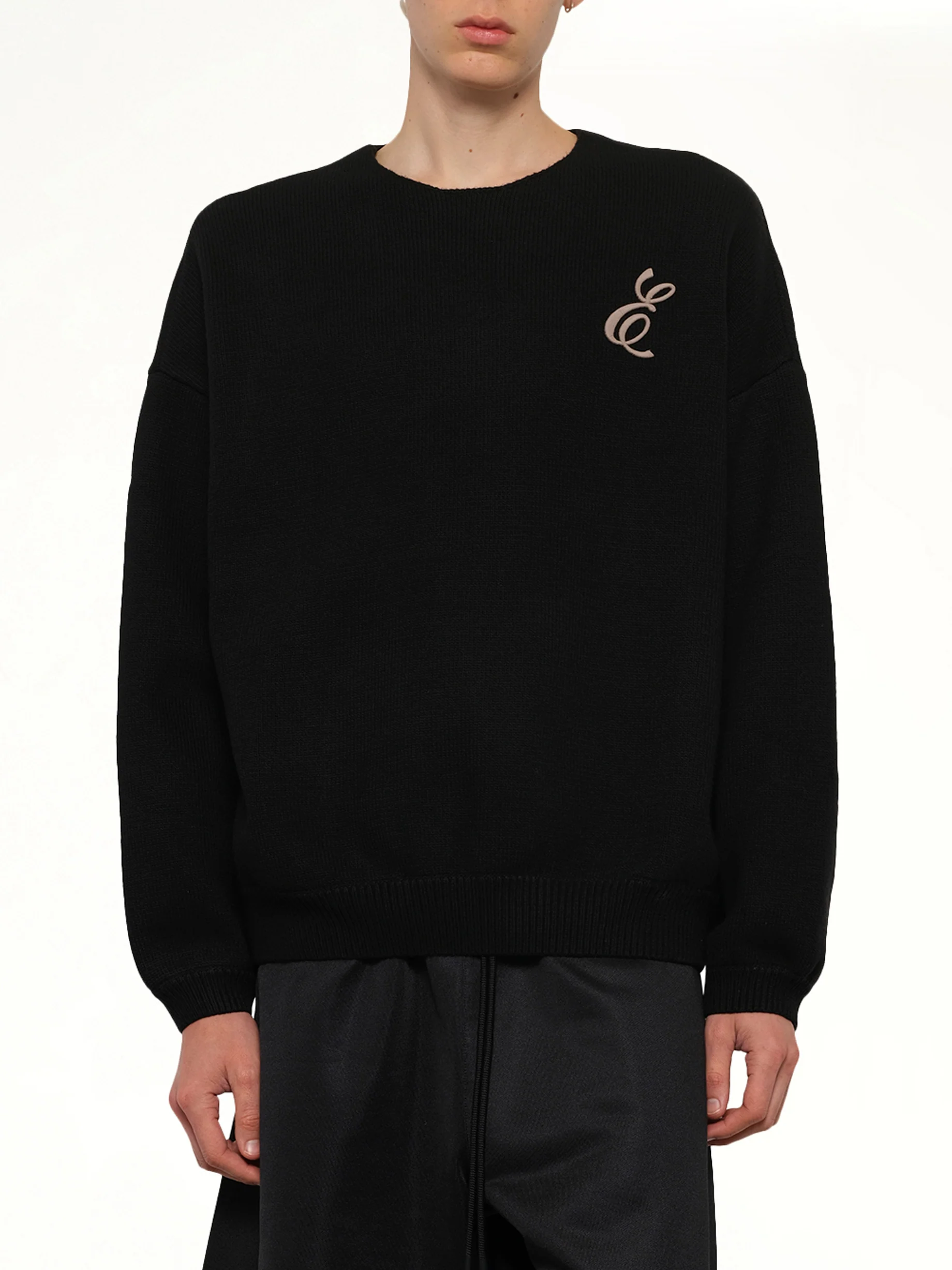 Waffle Crewneck Sweater in Vintage Black - Image 6