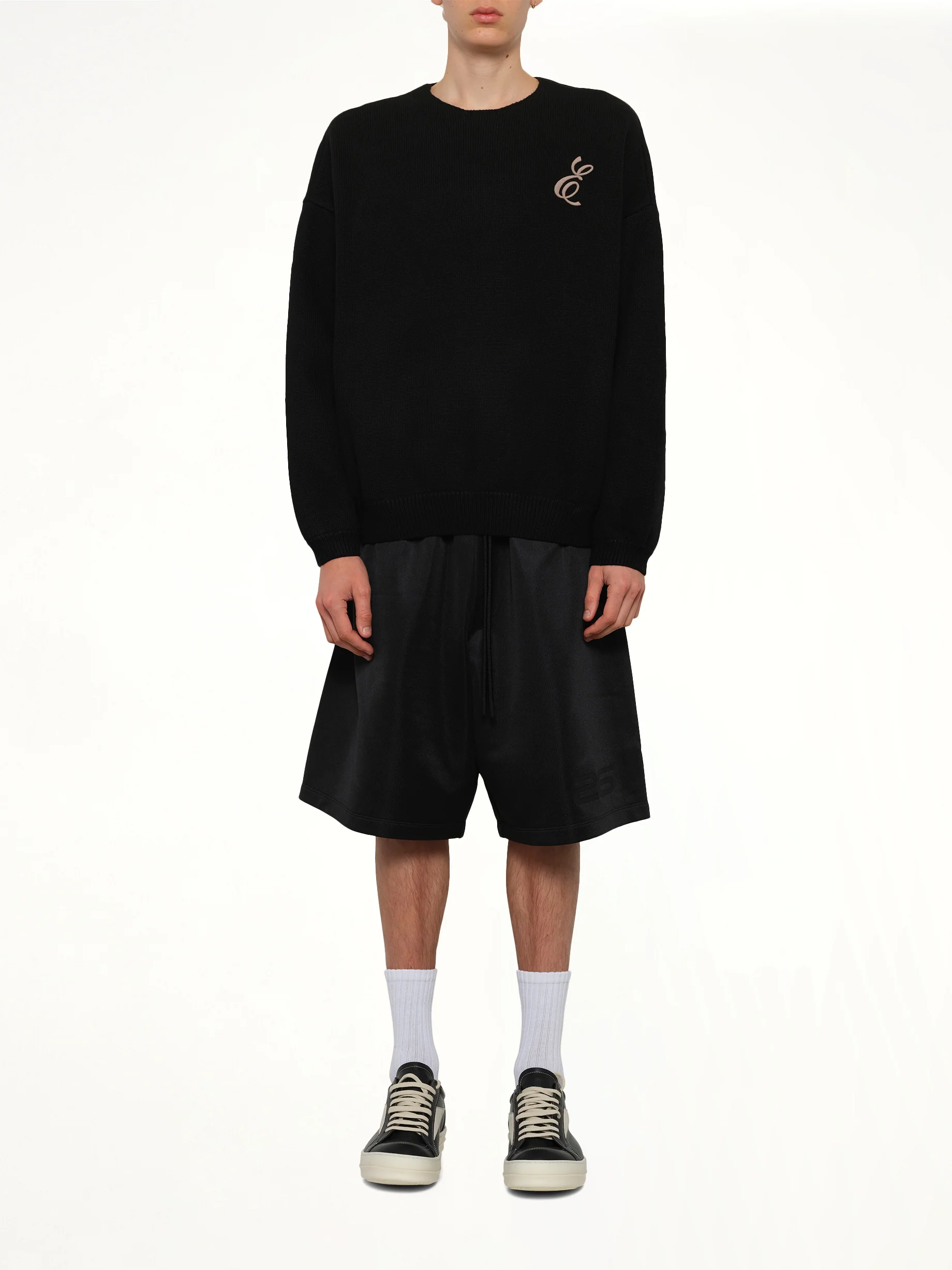 Waffle Crewneck Sweater in Vintage Black - Image 7