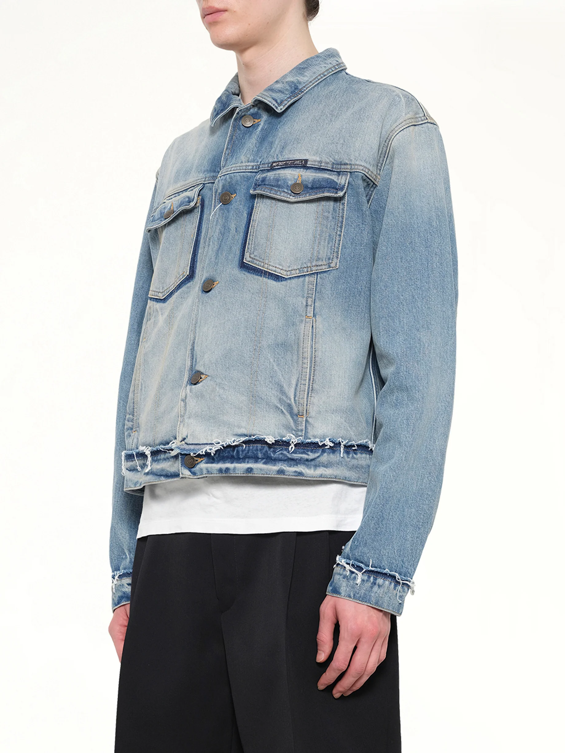 Washed Denim Jacket in Blue - Image 3