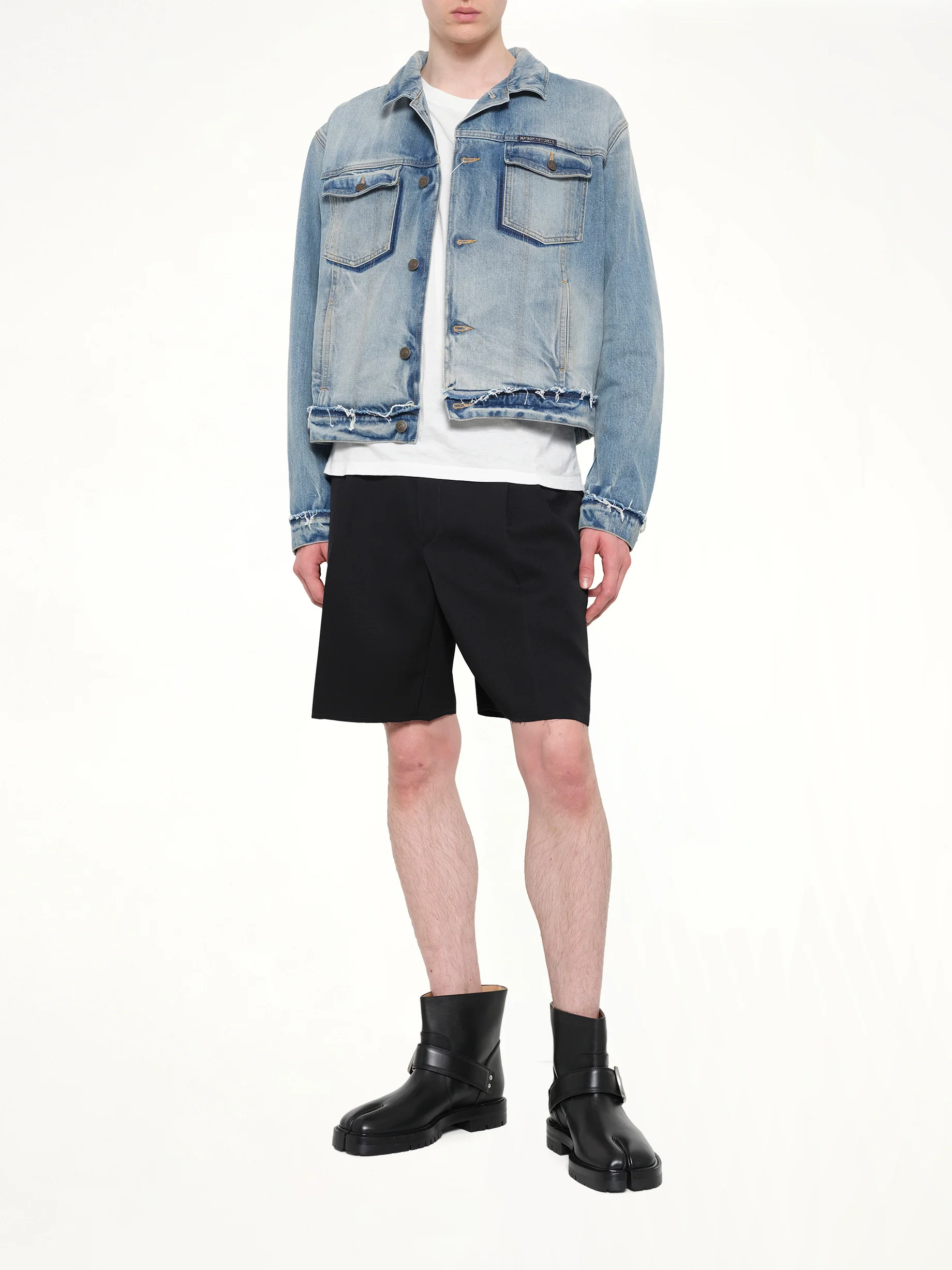 Washed Denim Jacket in Blue - Image 4
