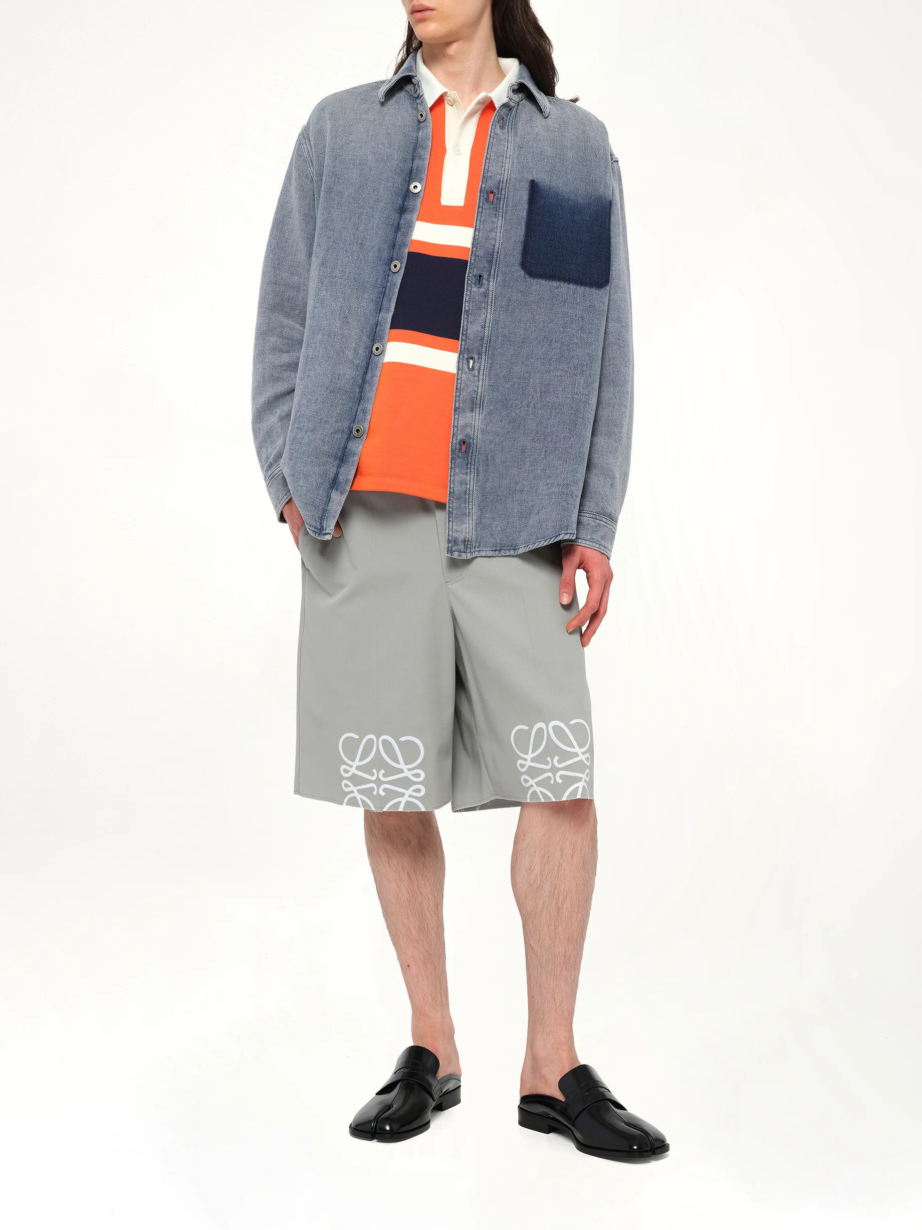 Washed Denim Shirt in Grey Blue - Image 4