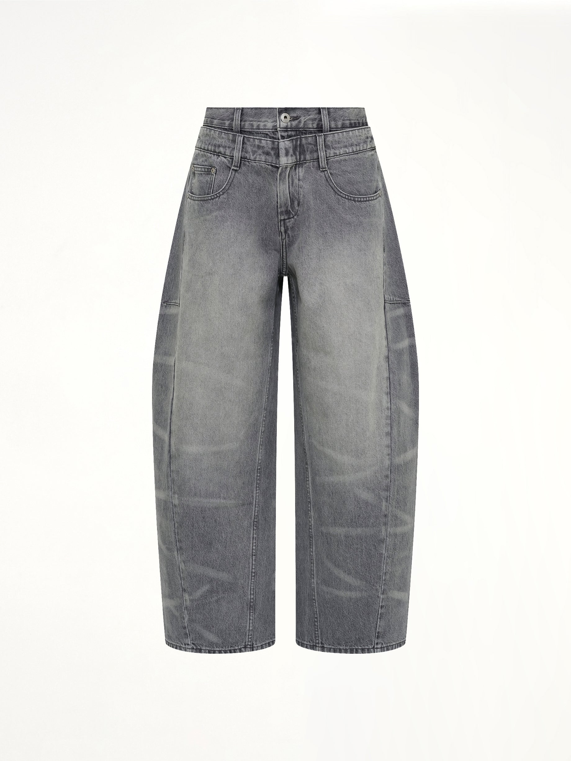 Washed Denim Trousers in Grey - Image 2