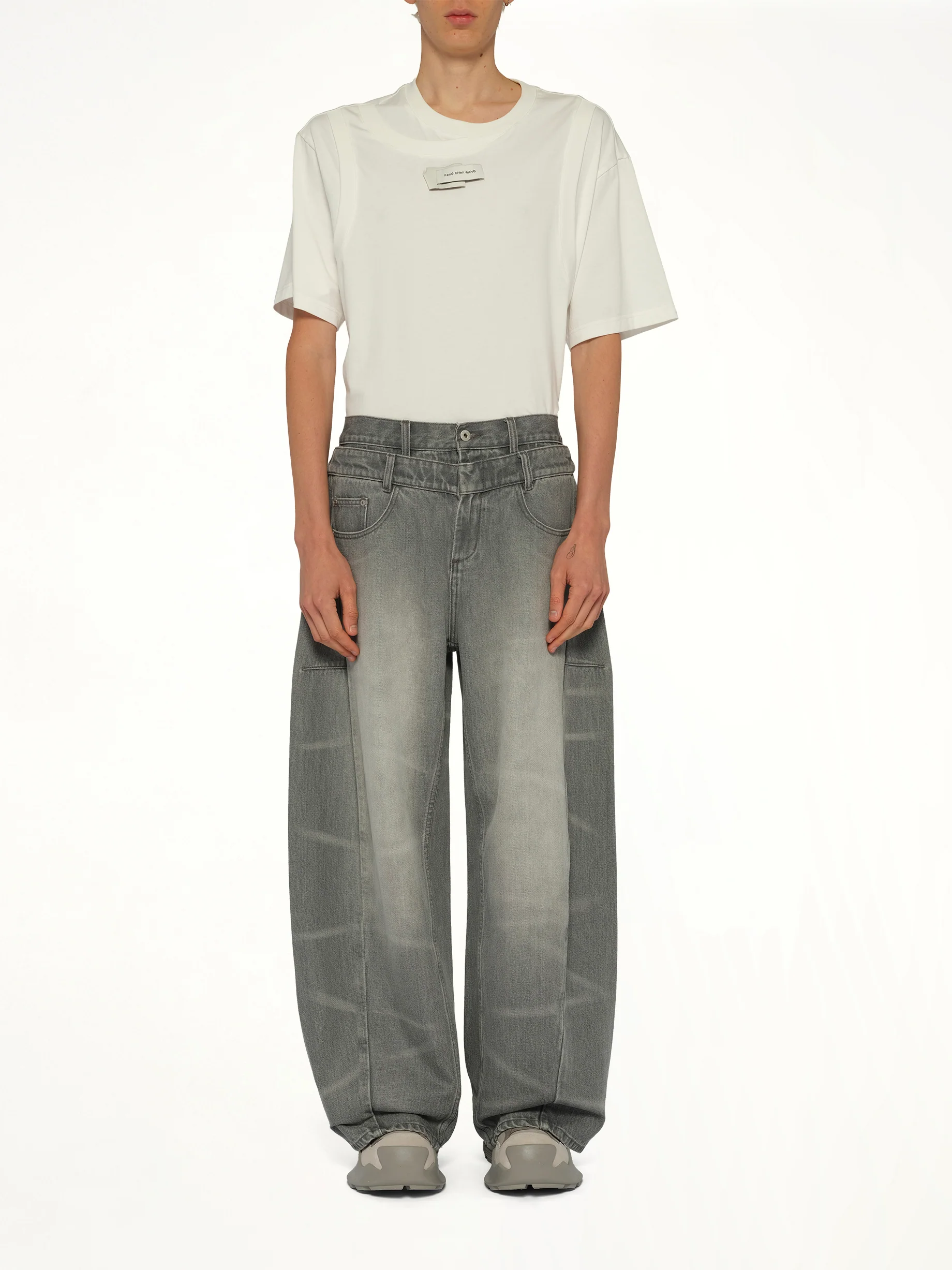 Washed Denim Trousers in Grey - Image 7
